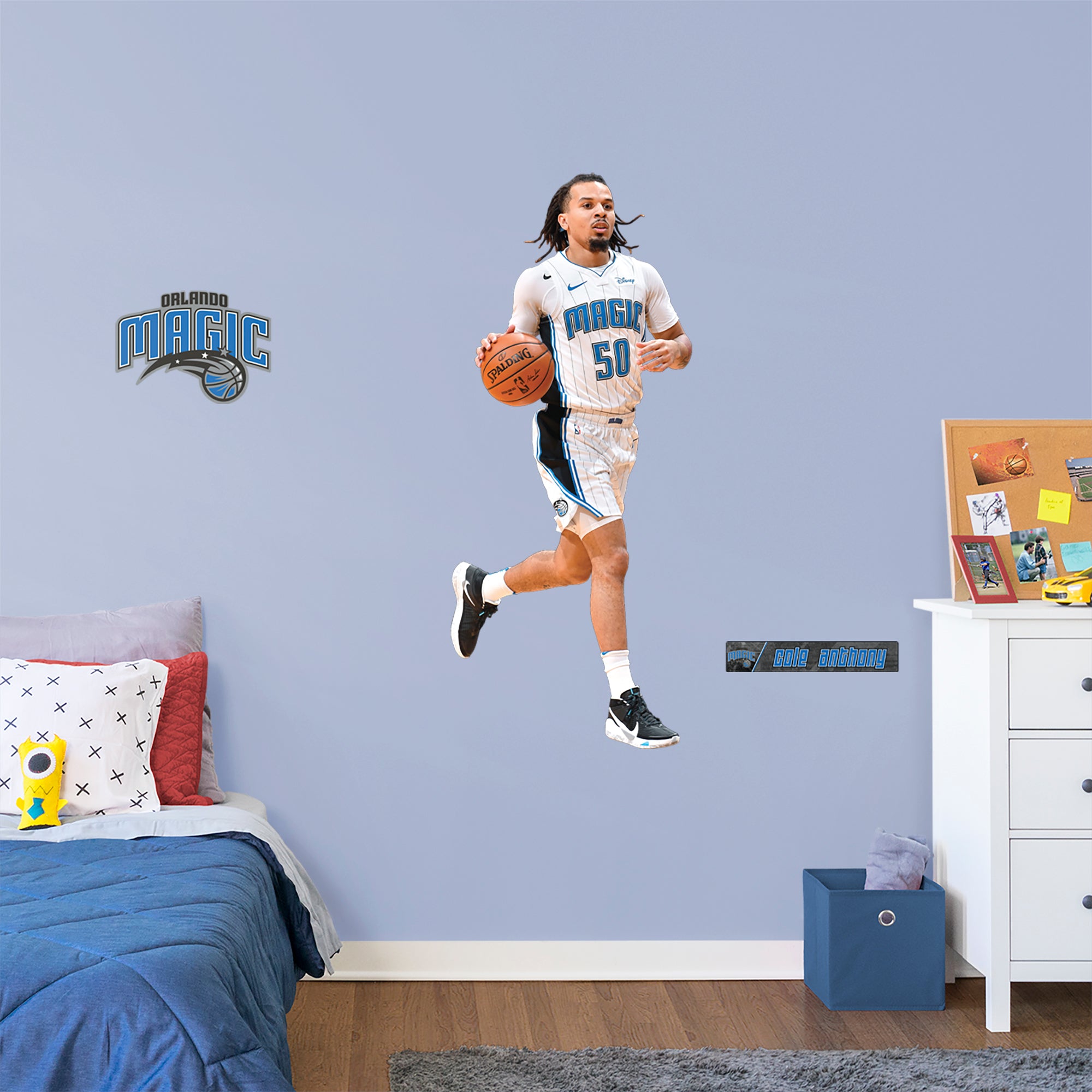 Cole Anthony 2020 - Officially Licensed NBA Removable Wall Decal Giant Athlete + 2 Decals (21"W x 51"H) by Fathead | Vinyl