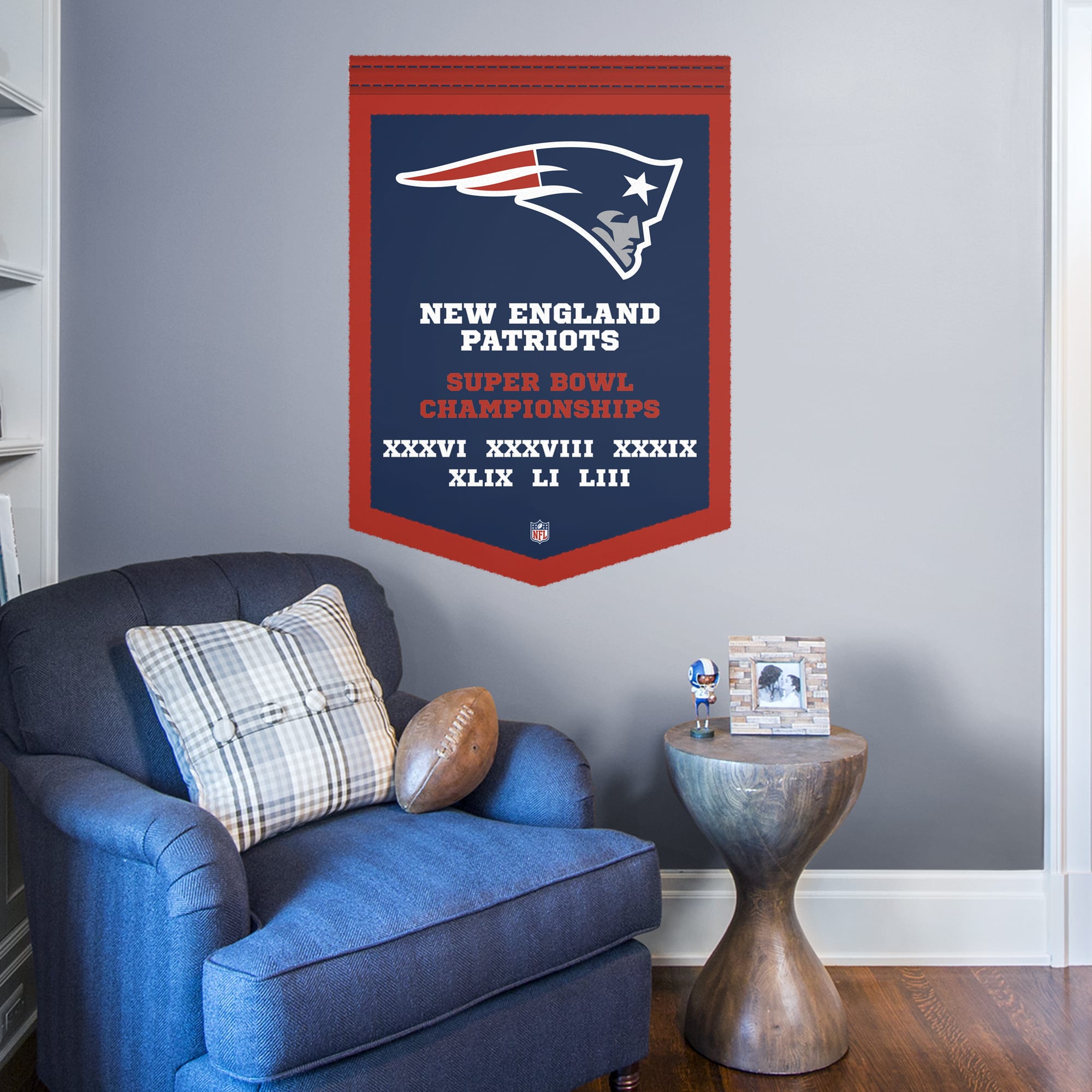 New England Patriots: Super Bowl Championships Banner - Officially Licensed NFL Removable Wall Decal 34.0"W x 48.0"H by Fathead