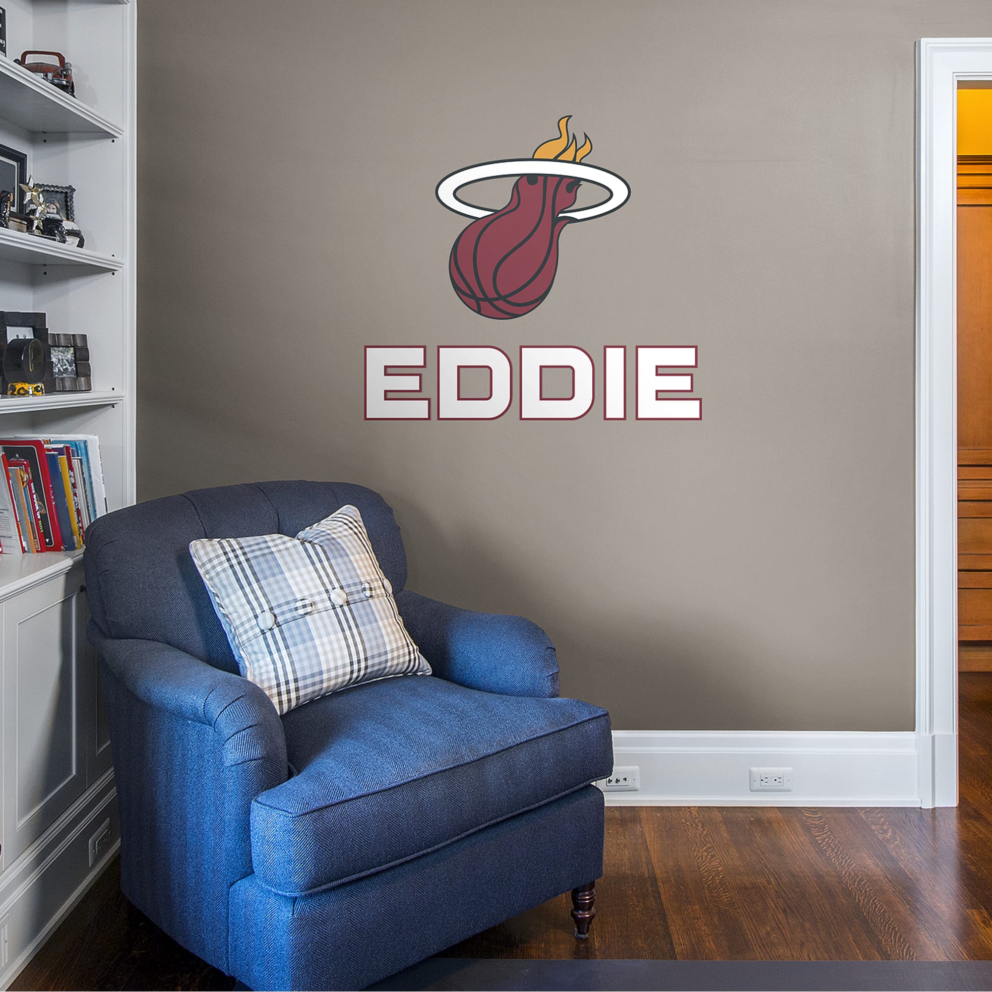 Miami Heat: Stacked Personalized Name - Officially Licensed NBA Transfer Decal in White (52"W x 39.5"H) by Fathead | Vinyl