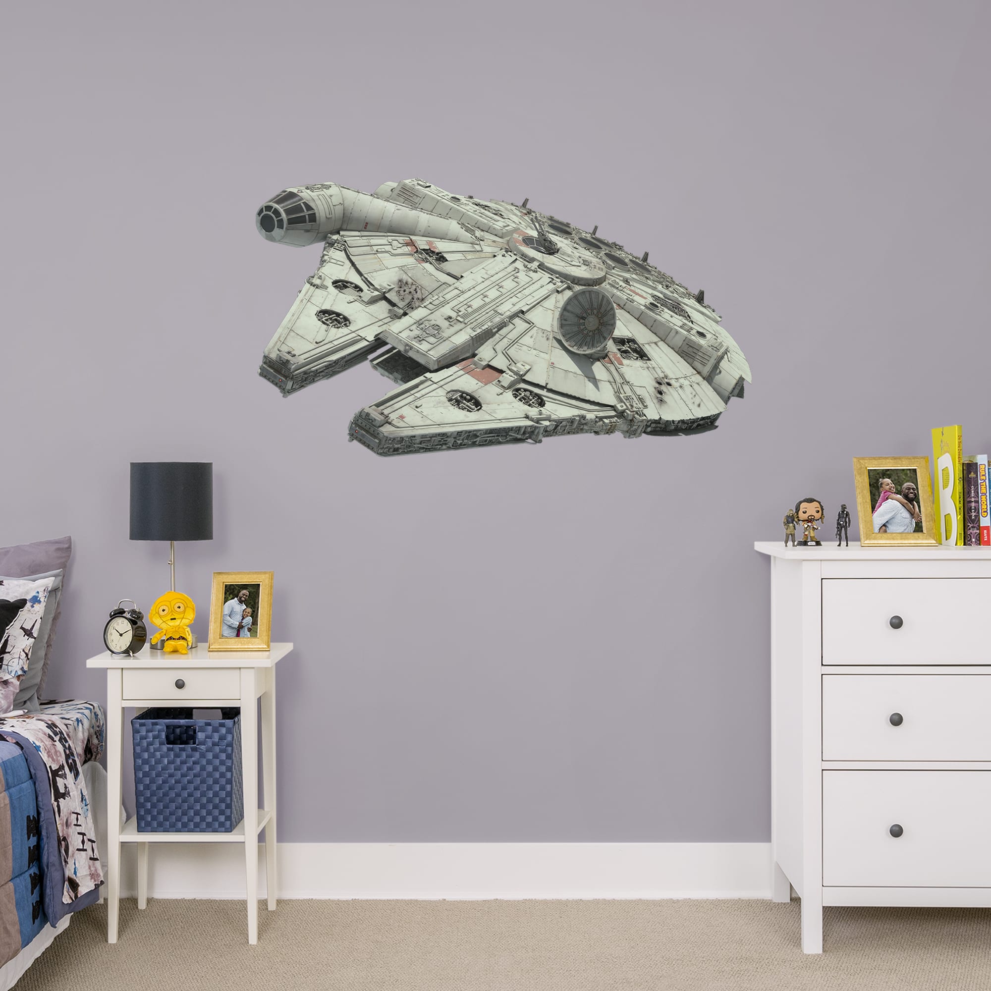 Millennium Falcon - Star Wars: The Rise of Skywalker - Officially Licensed Removable Wall Decal Giant Ship + 2 Decals (51"W x 29