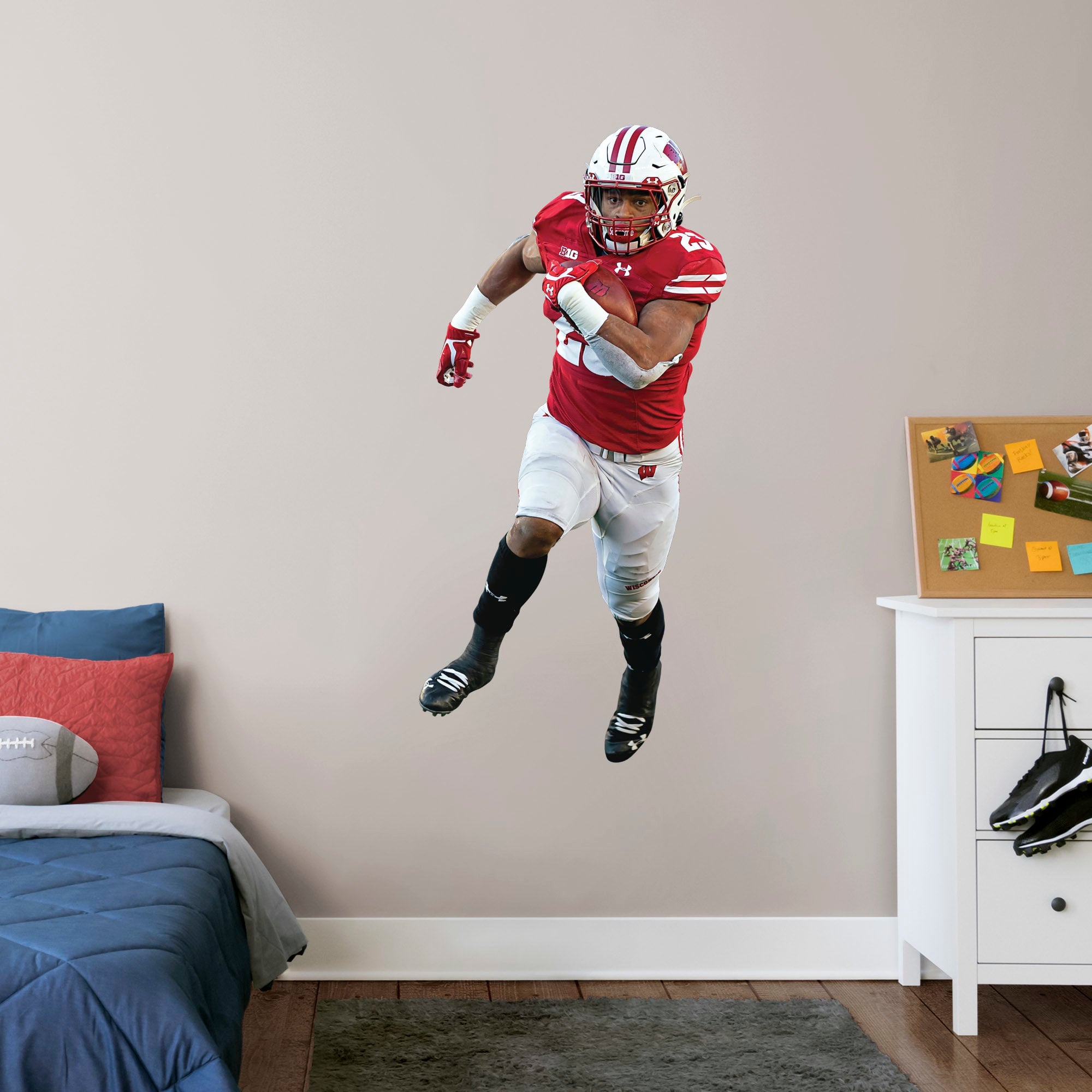 Jonathan Taylor for Wisconsin Badgers: Wisconsin - Officially Licensed Removable Wall Decal Giant Athlete + 2 Decals (25"W x 51"