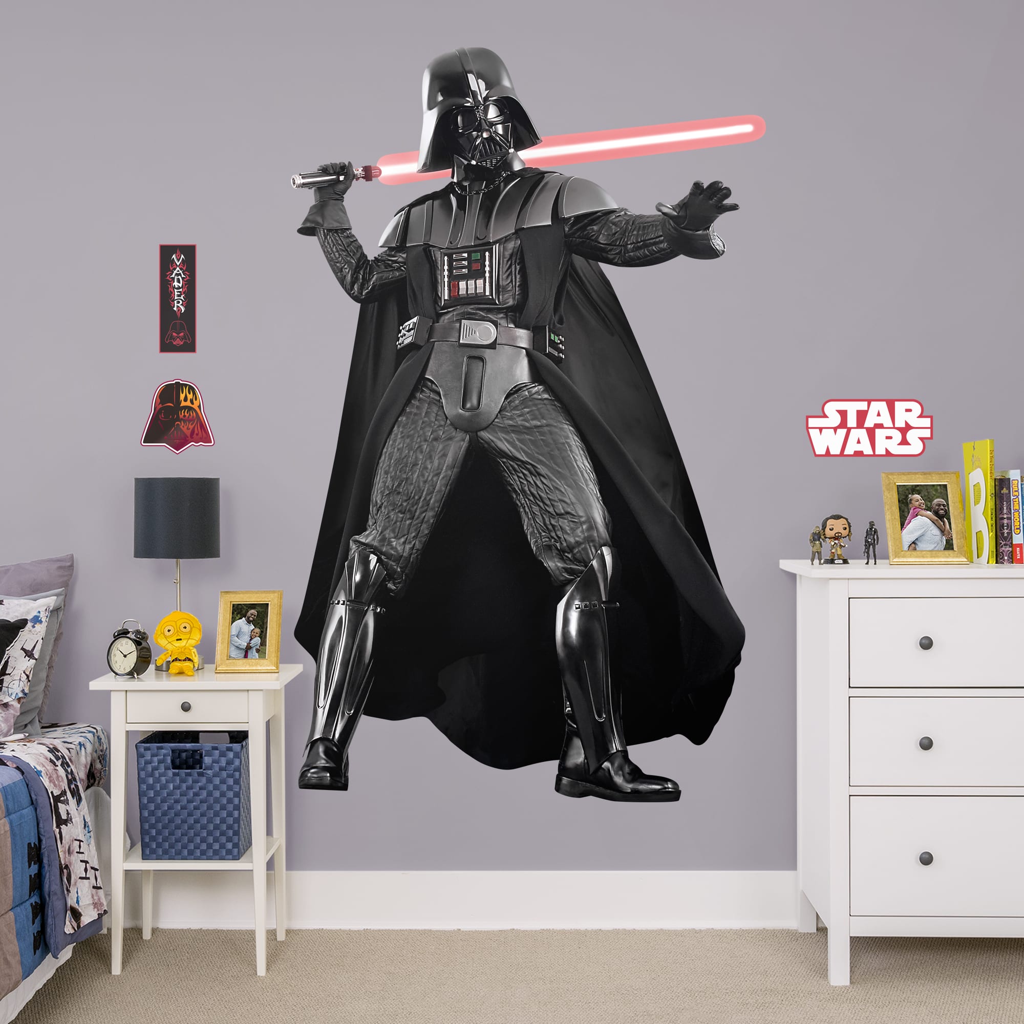 Darth Vader - Officially Licensed Removable Wall Decal Life-Size Character + 3 Decals (49"W x 77"H) by Fathead | Vinyl