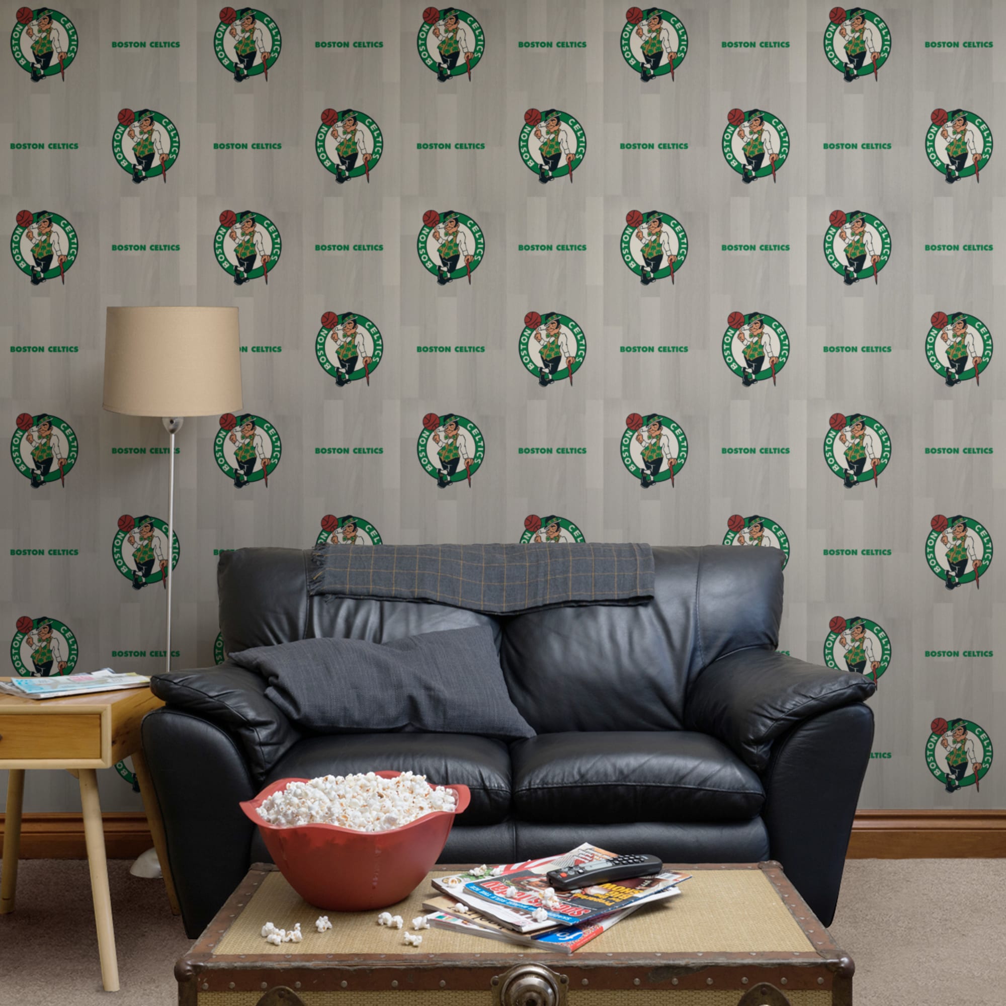 Boston Celtics: Hardwood Pattern - Officially Licensed Removable Wallpaper 12" x 12" Sample by Fathead | 100% Vinyl