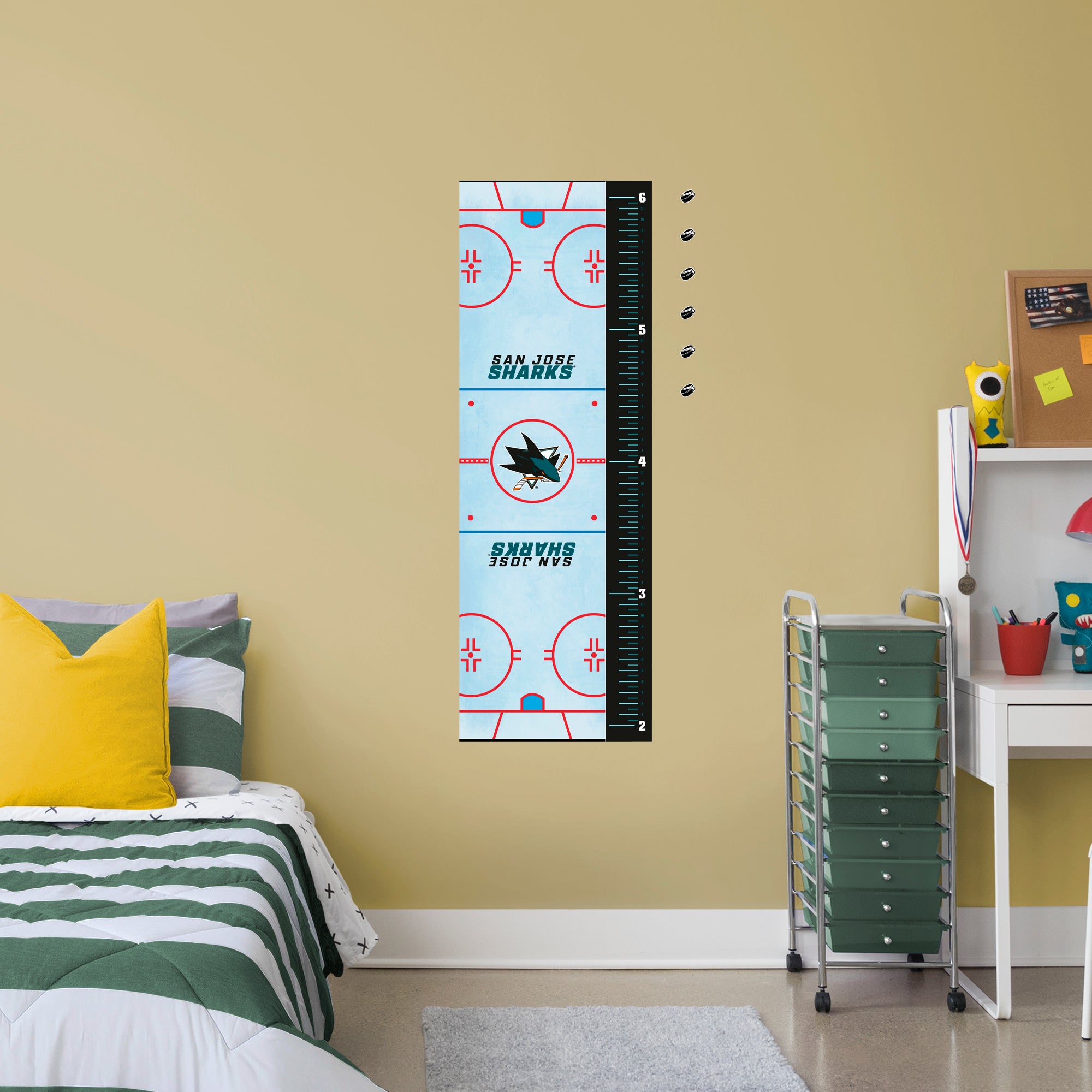 San Jose Sharks 2020 Rink Growth Chart - Officially Licensed NHL Removable Wall Decal Growth Chart (51"W x 17.5"H) by Fathead |