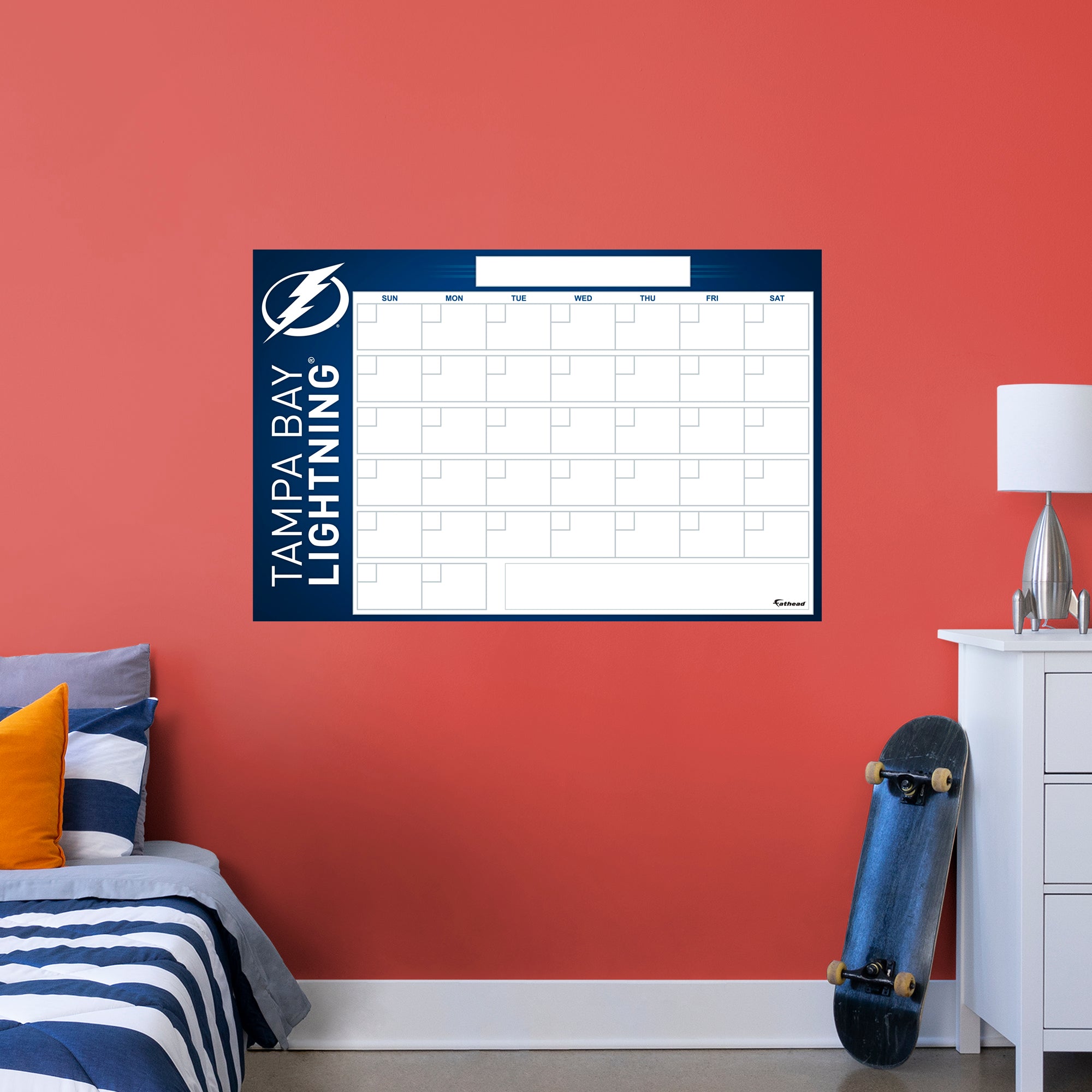 Tampa Bay Lightning Dry Erase Calendar - Officially Licensed NHL Removable Wall Decal Giant Decal (57"W x 34"H) by Fathead | Vin