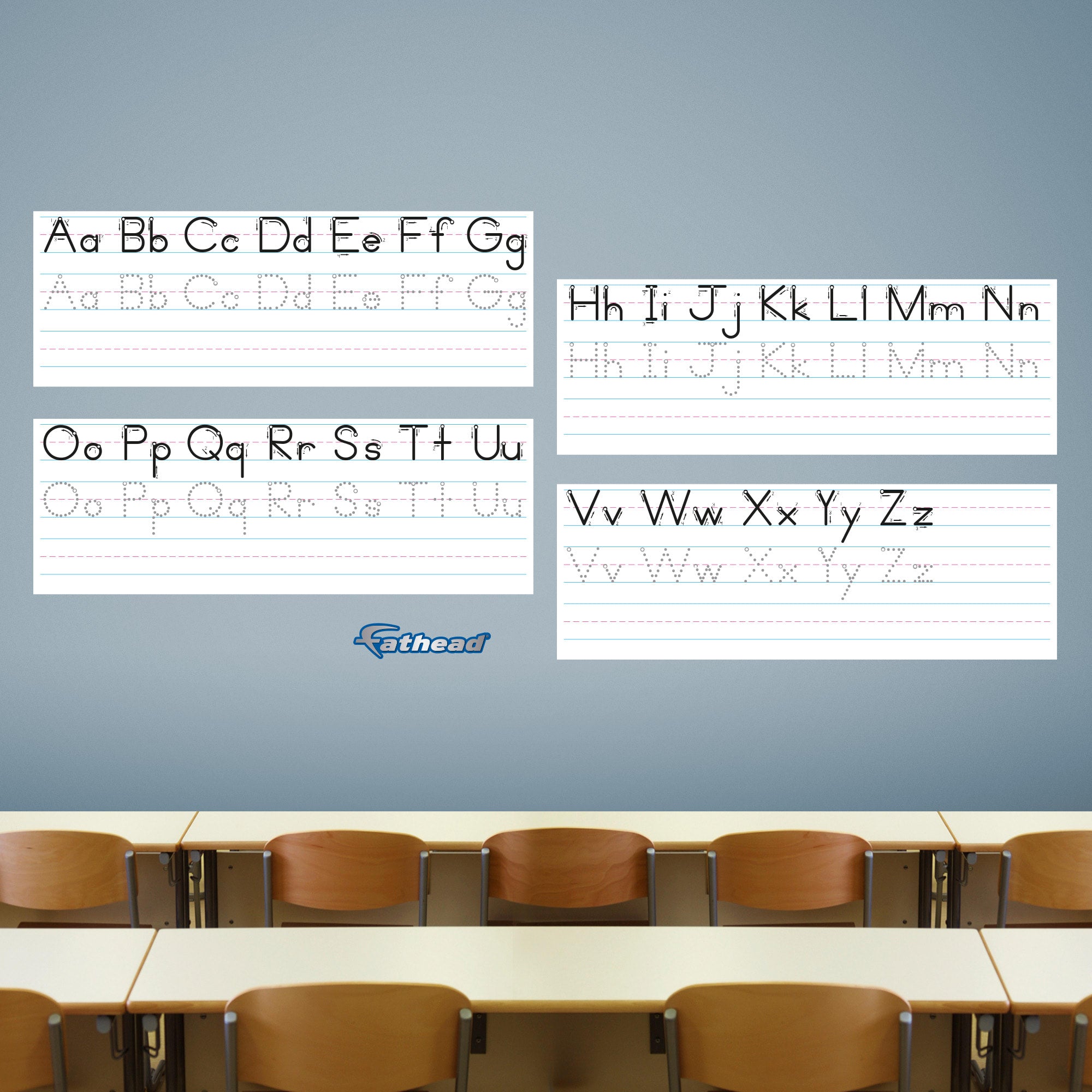 Handwriting Guide: Print - Removable Dry Erase Vinyl Decal 52.0"W x 79.0"H by Fathead