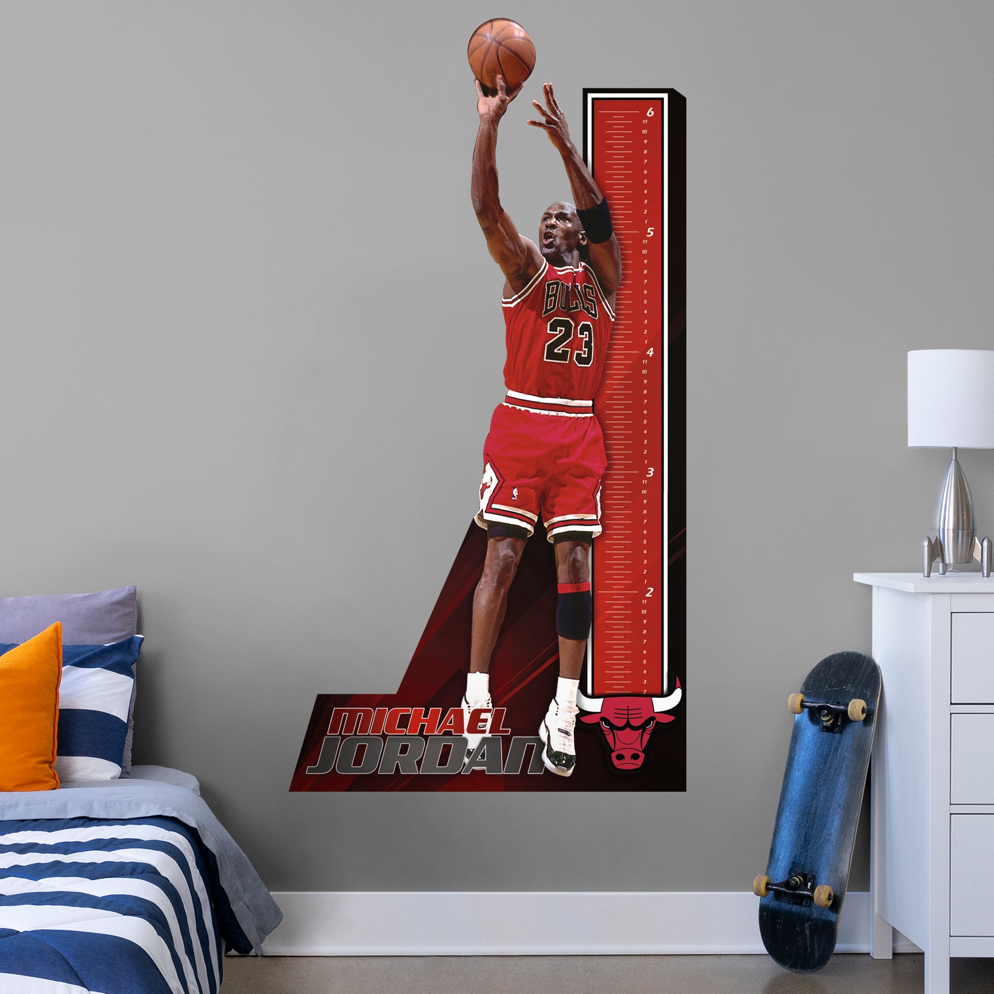 Michael Jordan 2020 Growth Chart - Officially Licensed NBA Removable Wall Decal Growth Chart (40"W x 77.5"H) by Fathead | Vinyl