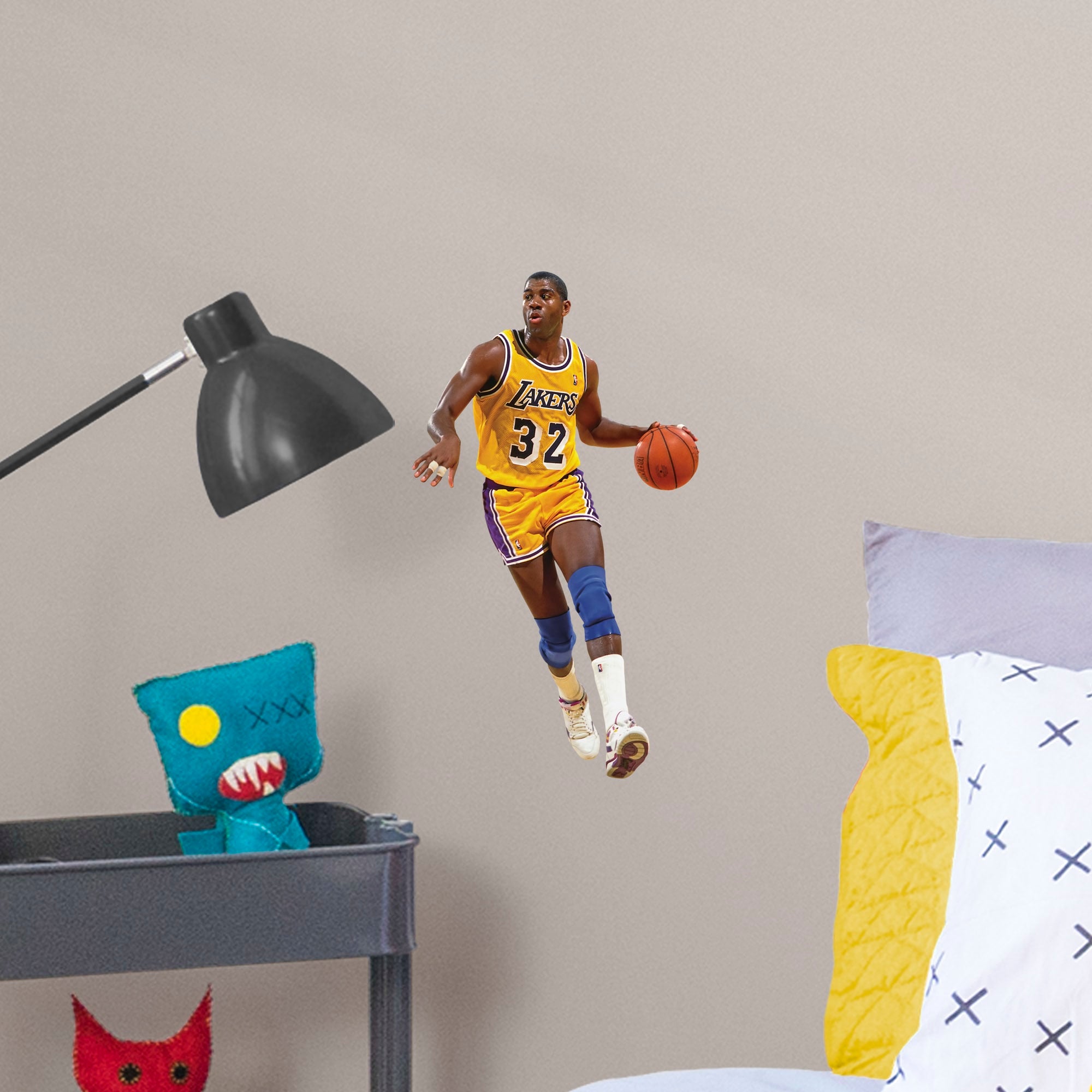 Magic Johnson for Los Angeles Lakers - Officially Licensed NBA Removable Wall Decal Large by Fathead | Vinyl