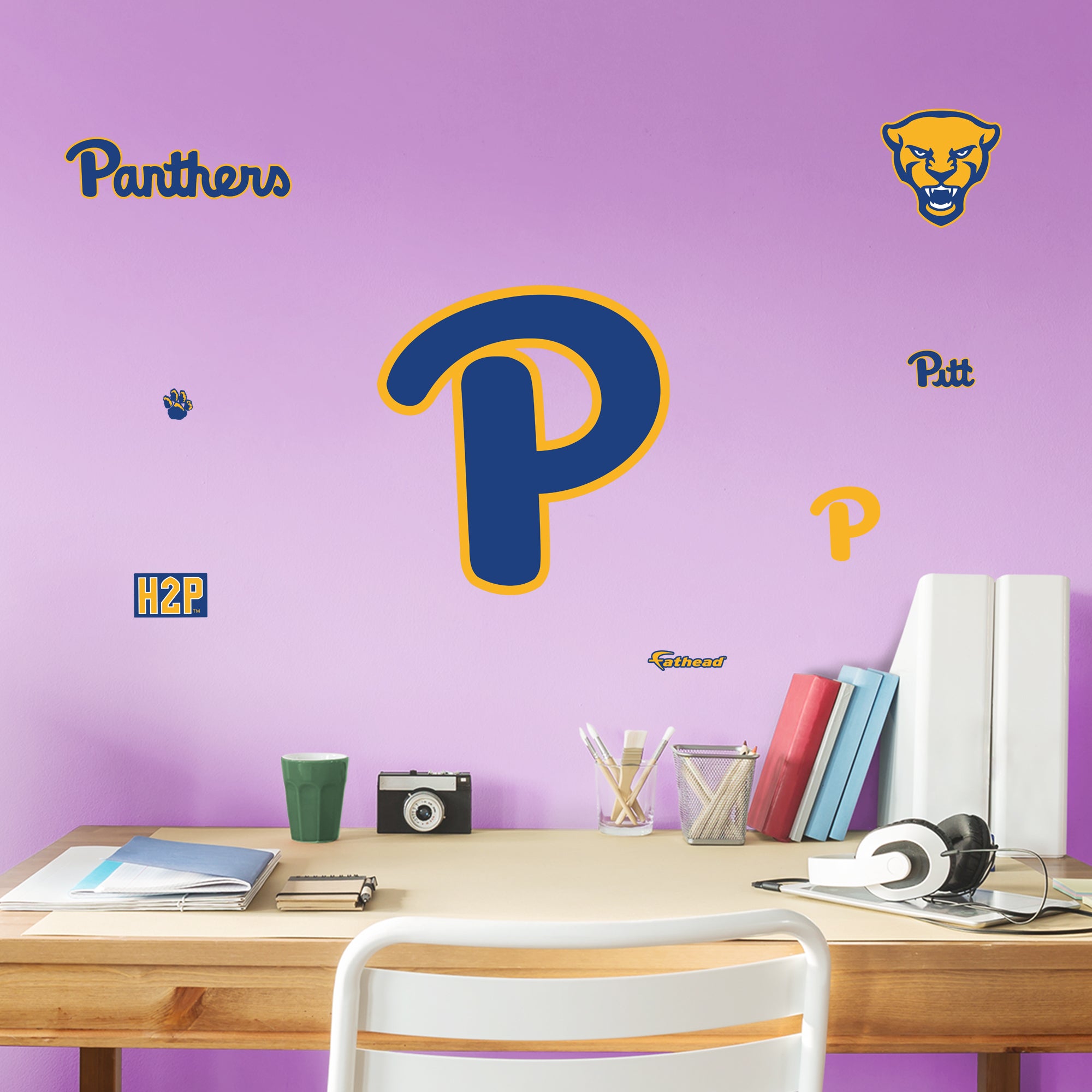 Pittsburgh Panthers: Secondary Logo - Officially Licensed Removable Wall Decal Giant Logo by Fathead | Vinyl