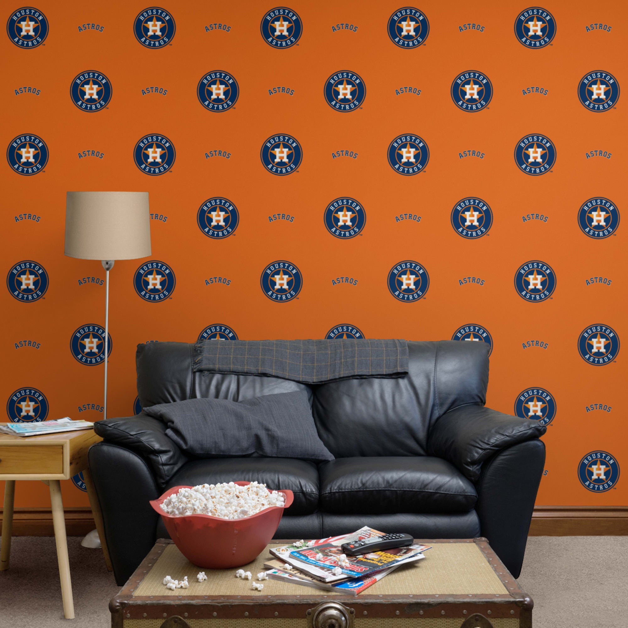 Houston Astros: Logo Pattern - Officially Licensed Removable Wallpaper 12" x 12" Sample by Fathead