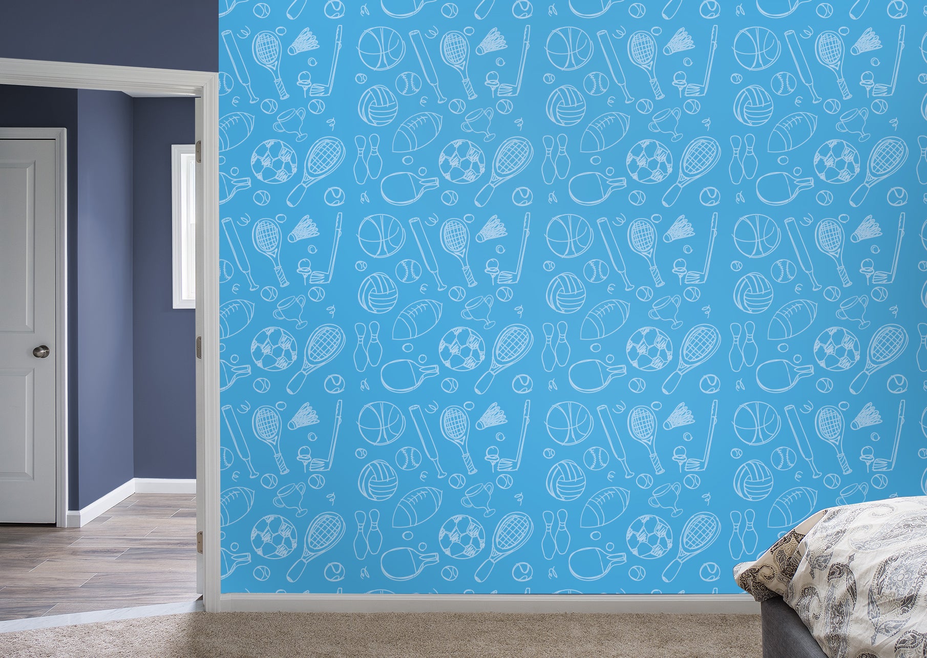 Master of Sports for Sports & Activities - Blue for Sports & Activities - Peel & Stick Wallpaper 24" x 10.5 (21 sf) by Fathead