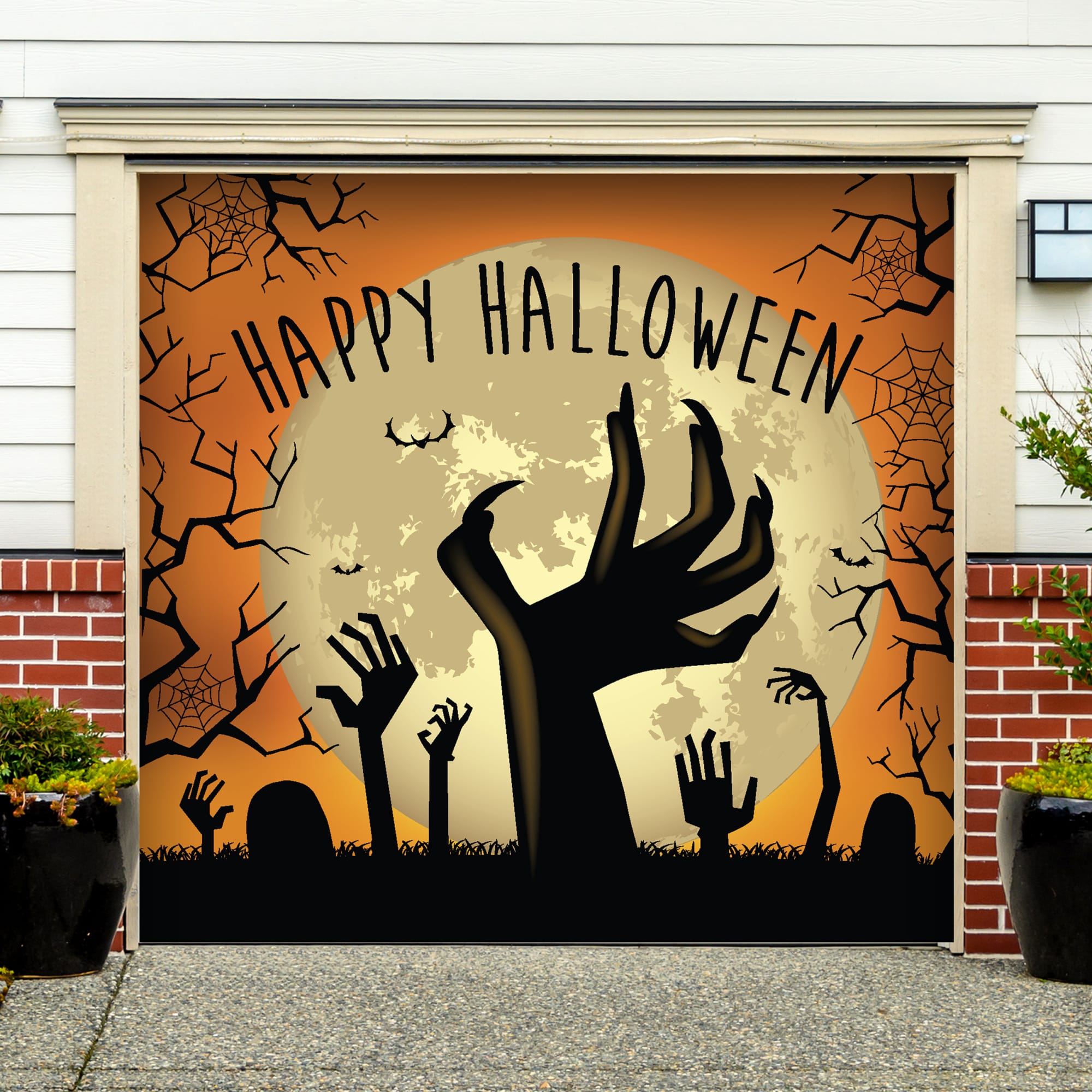Happy Halloween: Graveyard Zombie Hands - Garage Door Banner 7 x 8 Single by Fathead | Vinyl