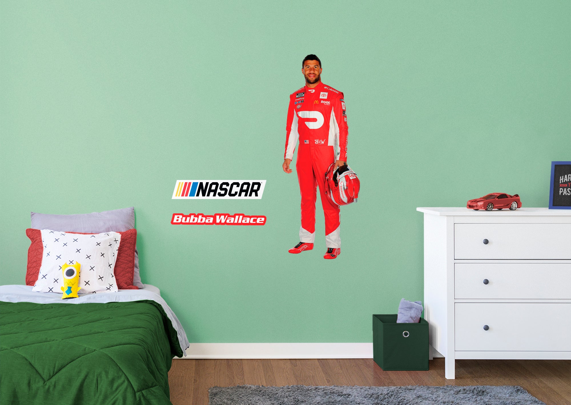 Bubba Wallace 2021 RealBig Driver - Officially Licensed NASCAR Removable Wall Decal Giant Character + 2 Decals (19"W x 51"H) by