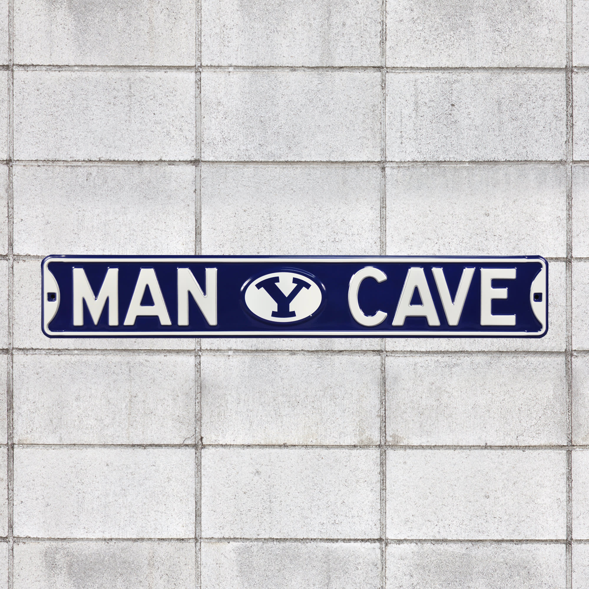 BYU Cougars: Man Cave - Officially Licensed Metal Street Sign 36.0"W x 6.0"H by Fathead | 100% Steel