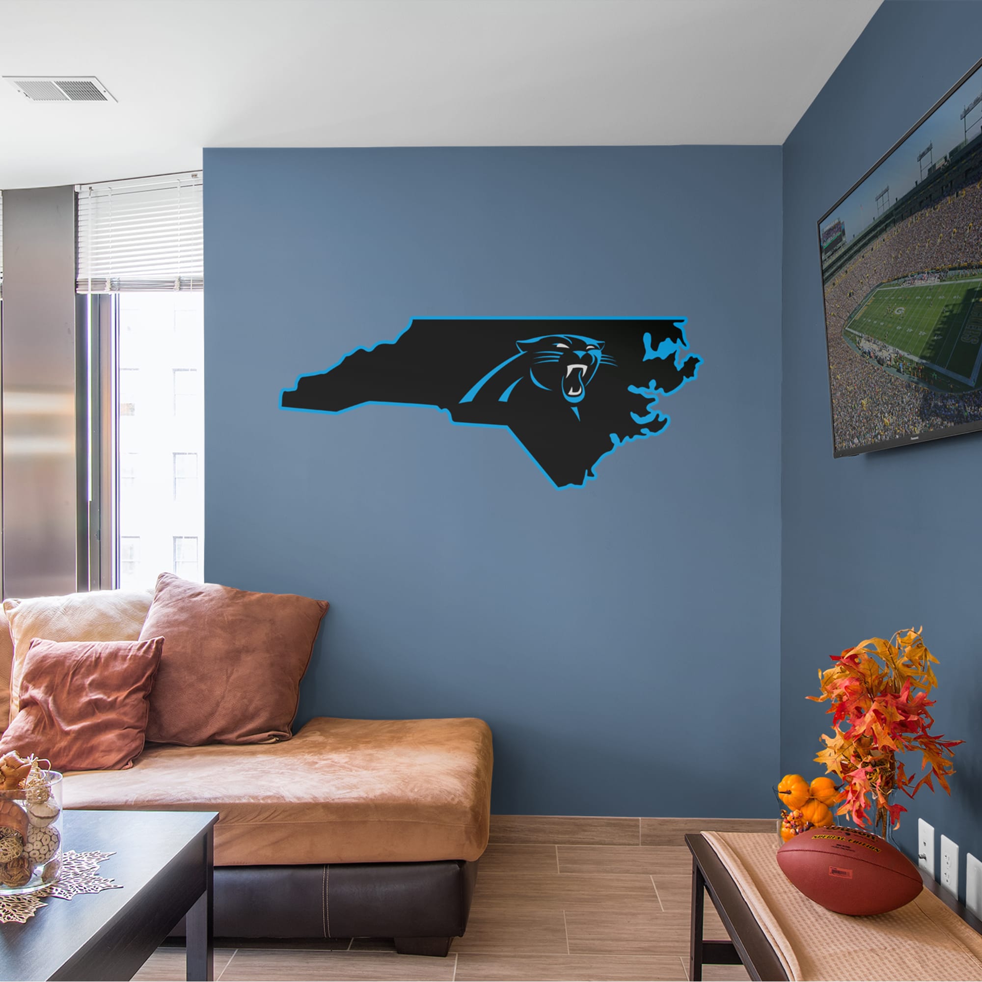 Carolina Panthers: State of North Carolina - Officially Licensed NFL Removable Wall Decal 60.0"W x 26.0"H by Fathead | Vinyl