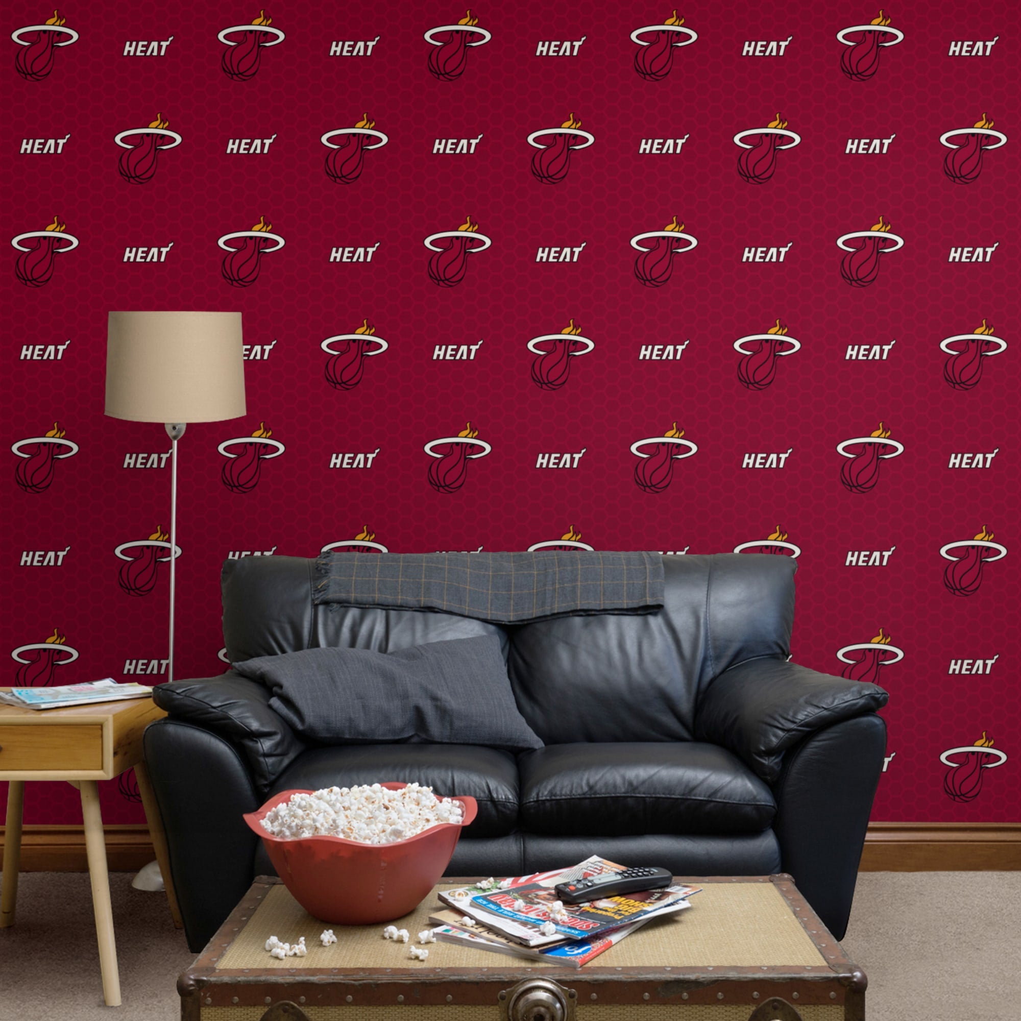 Miami Heat: Logo Pattern - Officially Licensed Removable Wallpaper 12" x 12" Sample by Fathead