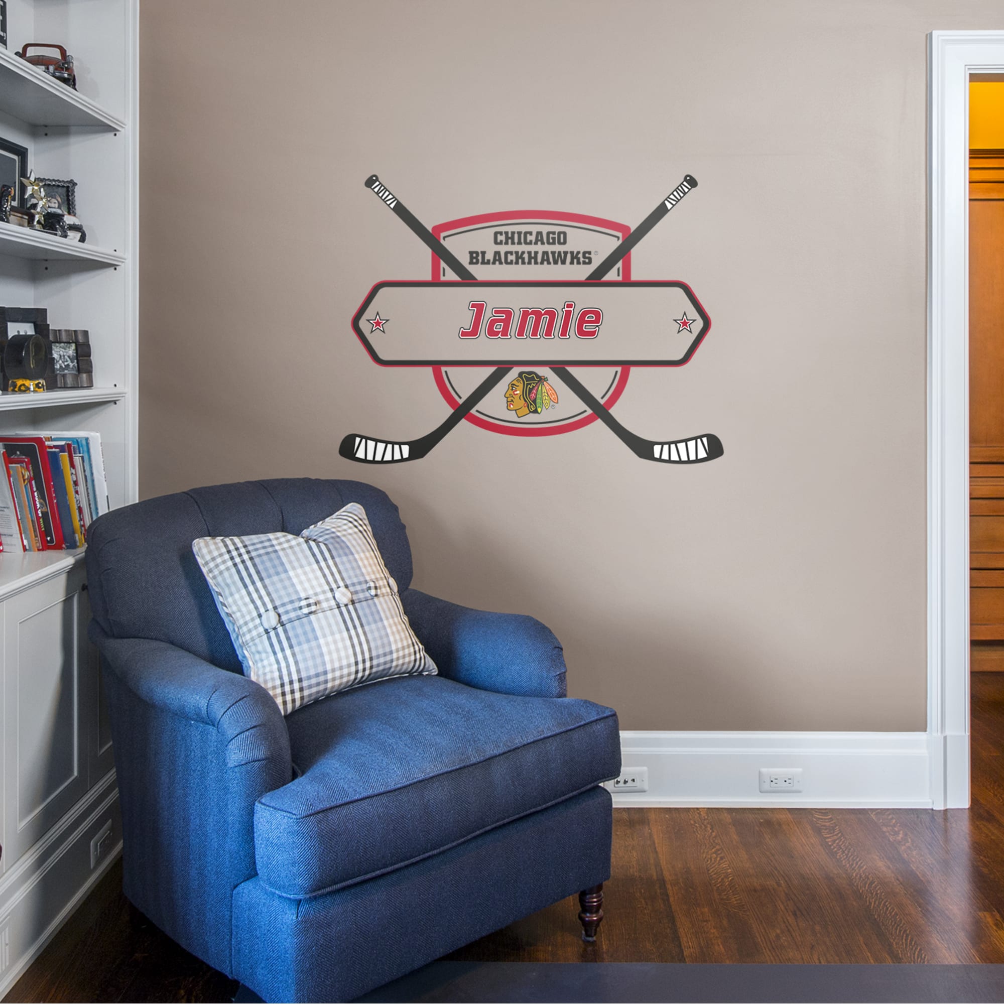 Chicago Blackhawks: Personalized Name - Officially Licensed NHL Transfer Decal 51.0"W x 38.0"H by Fathead | Vinyl