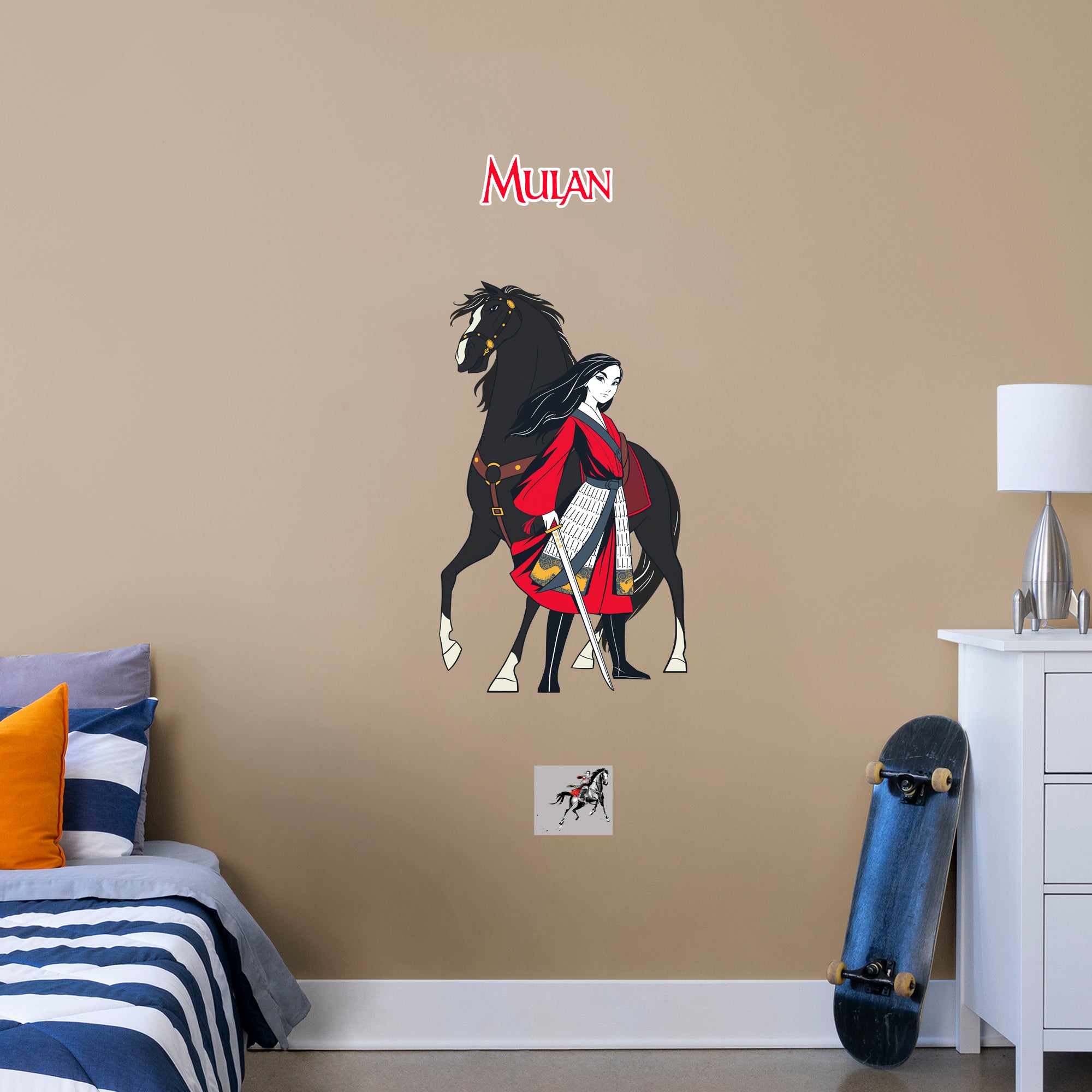 Mulan & Black Wind-Officially Licensed Disney Removable Wall Decal XL by Fathead | Vinyl