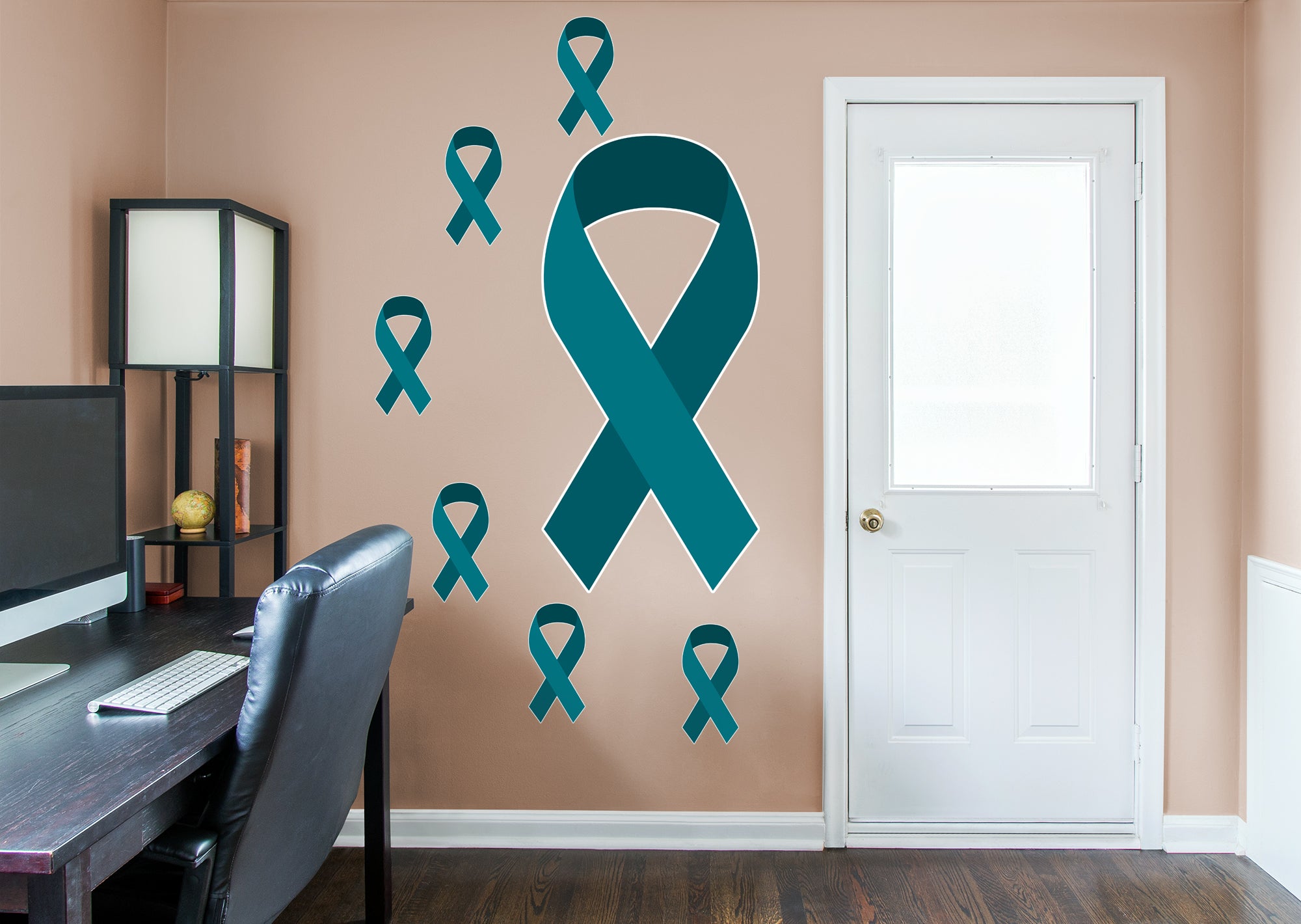 Colors of Cancer Ribbons: American Cancer Society Removable Wall Decal Giant Ovarian Cancer Ribbon + 6 Decals (24"W x 51"H) by F