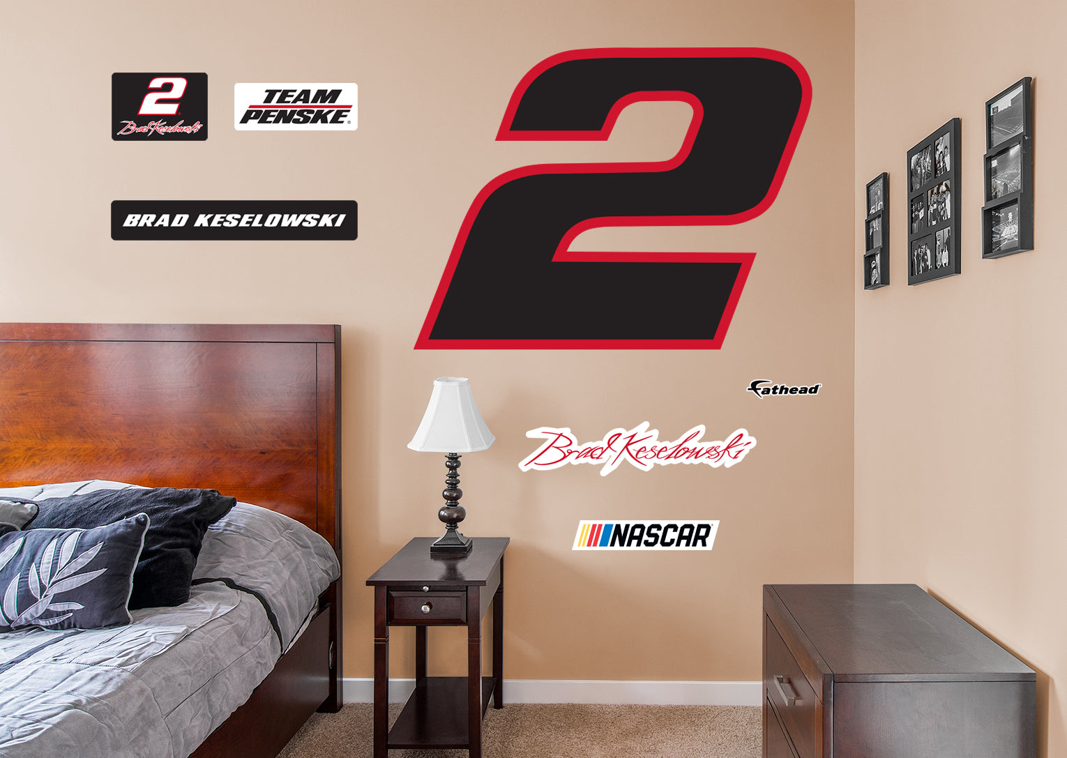 Brad Keselowski 2021 #2 Logo - Officially Licensed NASCAR Removable Wall Decal Giant Logo + 6 Decals (39"W x 51"H) by Fathead |