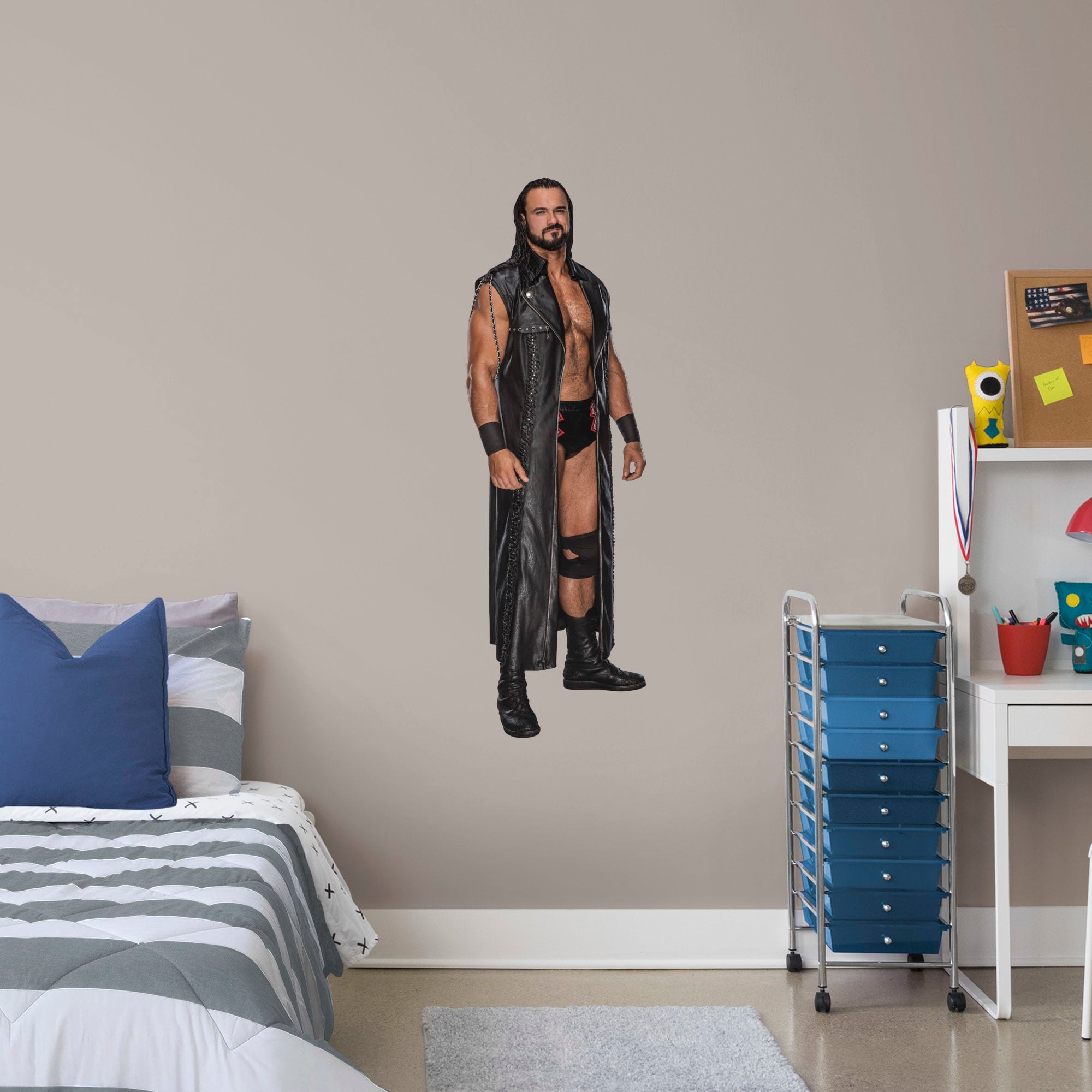 Drew McIntyre for WWE - Officially Licensed Removable Wall Decal Giant Superstar + 2 Decals (18"W x 55"H) by Fathead | Vinyl