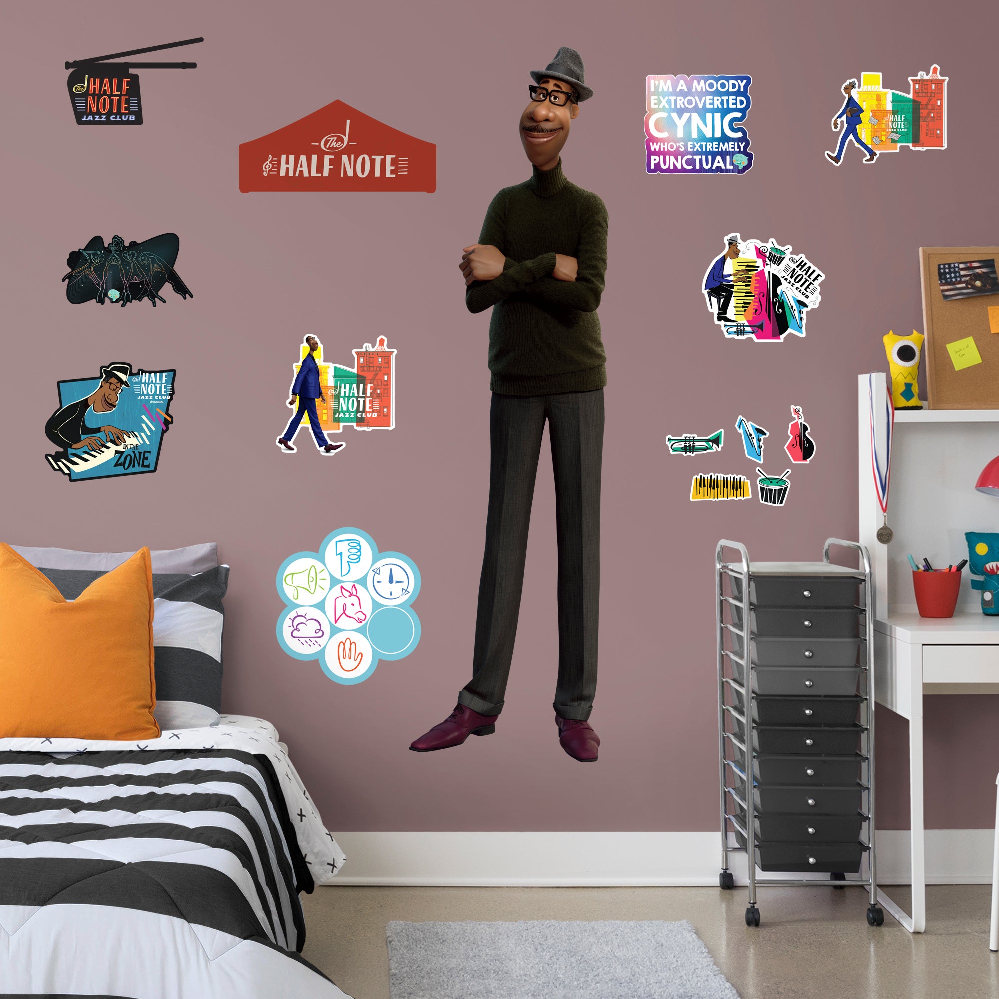 Soul Joe Real World - Officially Licensed Disney Removable Wall Decal Life-Size Character + 10 Decals (21"W x 76.5"H) by Fathead