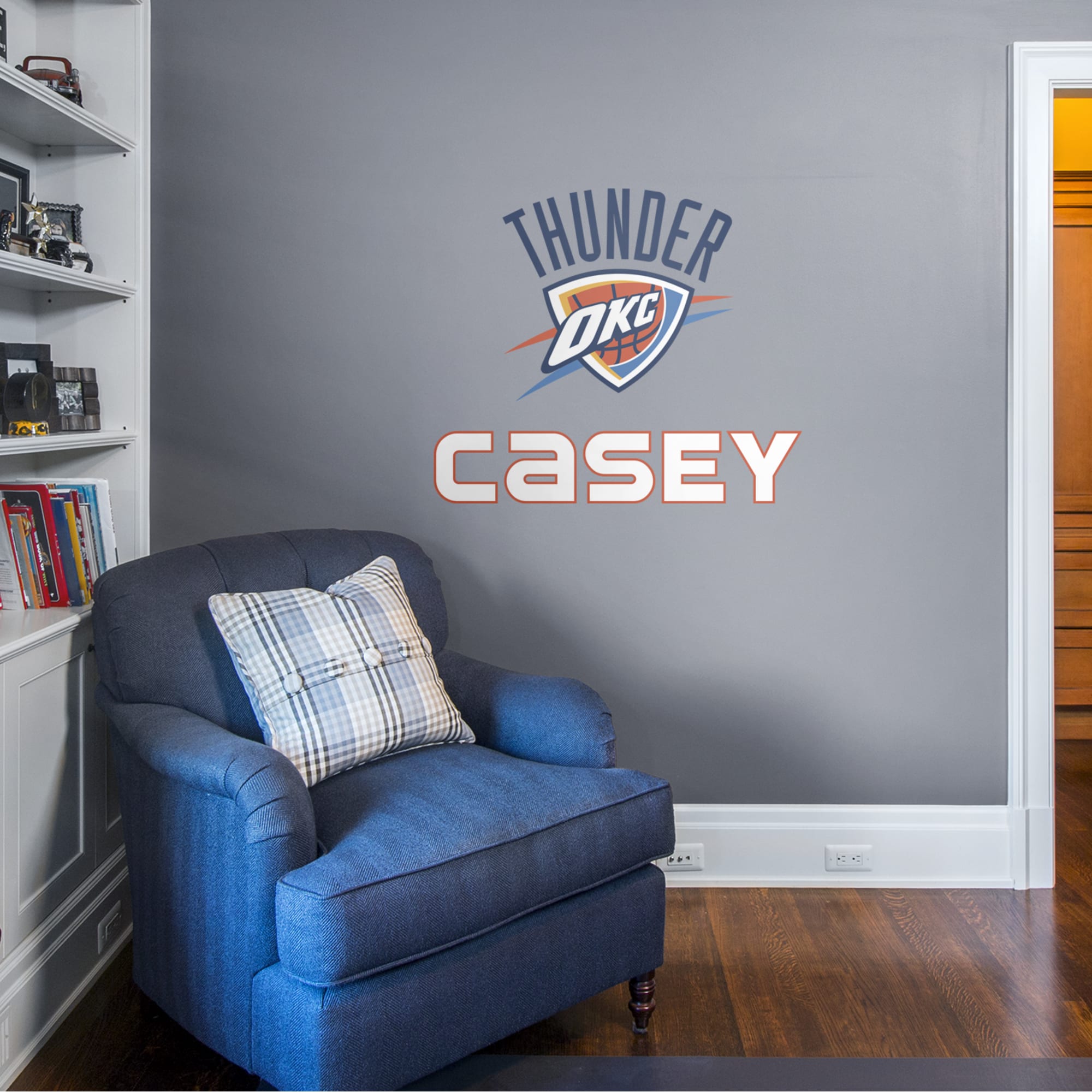 Oklahoma City for Oklahoma City Thunder: Thunder Stacked Personalized Name - Officially Licensed NBA Transfer Decal in White (52