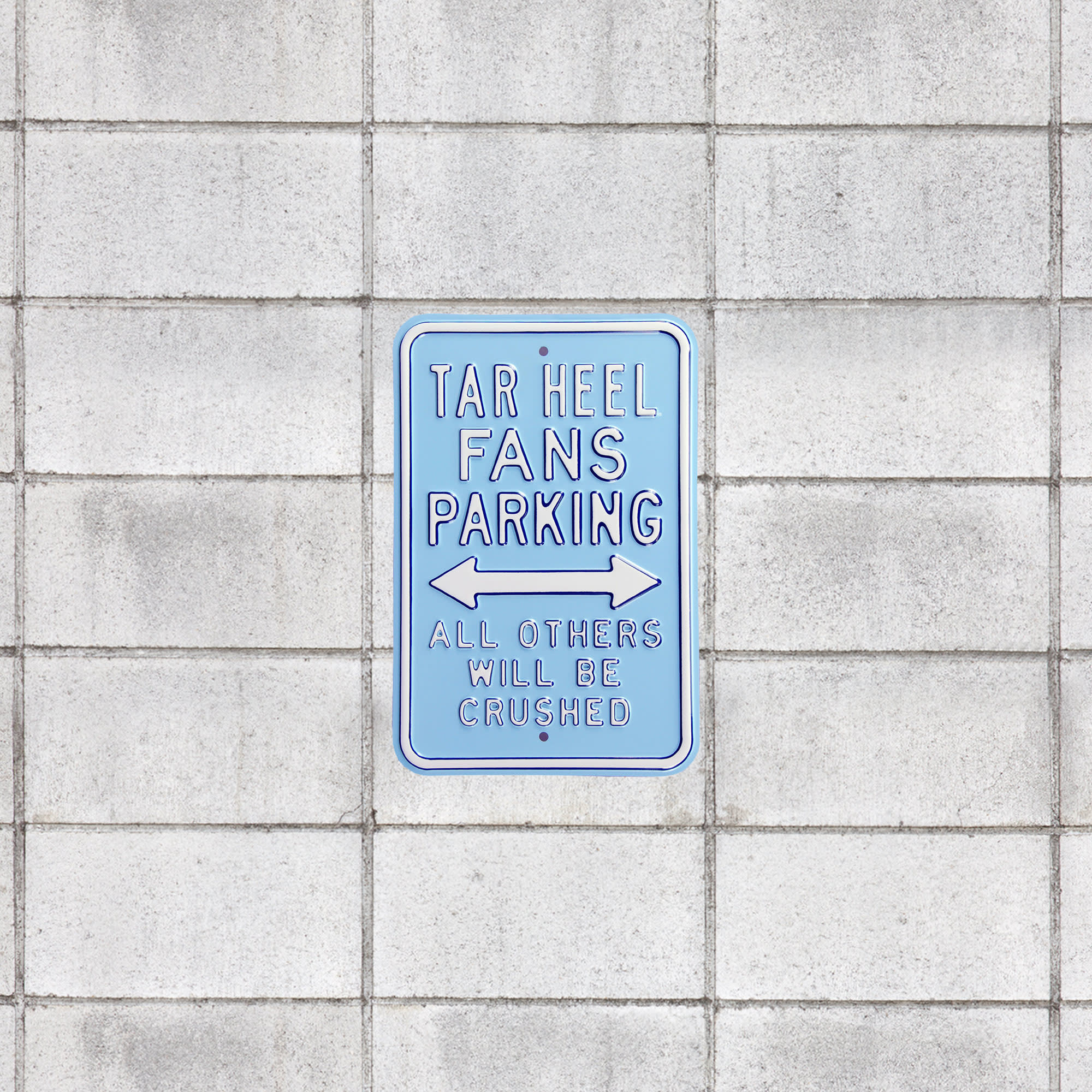 North Carolina Tar Heels: Crushed Parking - Officially Licensed Metal Street Sign 18.0"W x 12.0"H by Fathead | 100% Steel