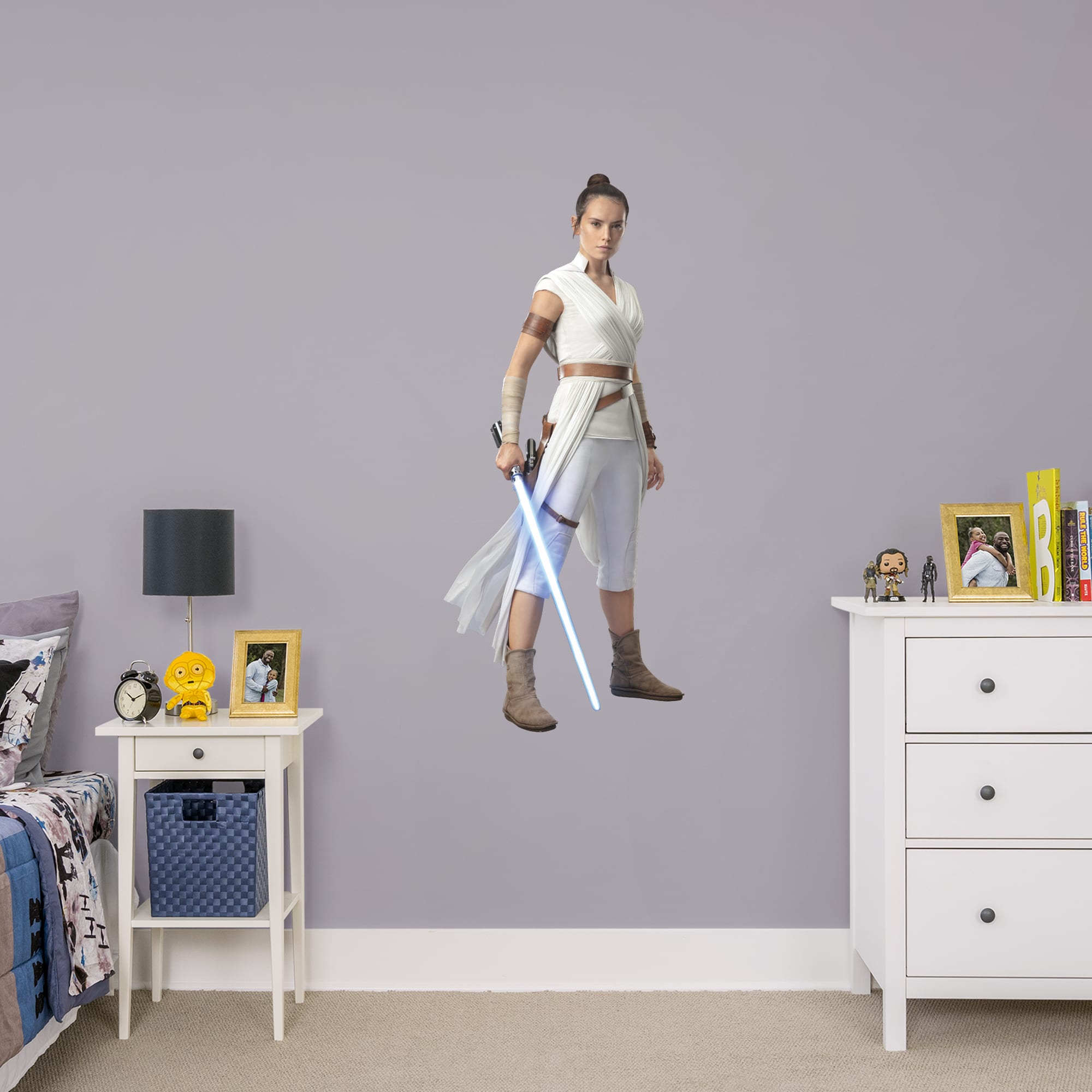 Rey - Officially Licensed Removable Wall Decal Giant Character + 2 Decals (22"W x 51"H) by Fathead | Vinyl