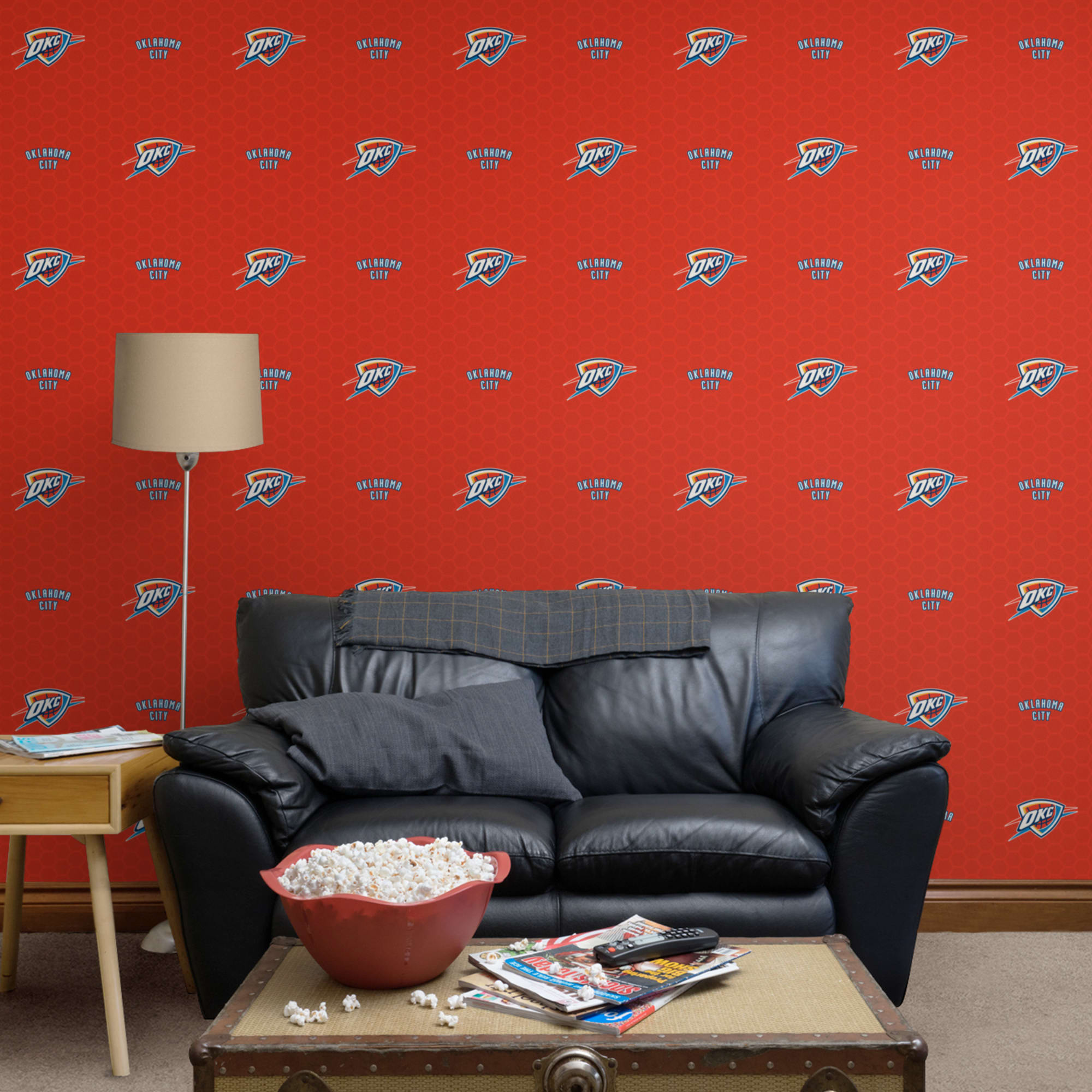 Oklahoma City Thunder: Logo Pattern - Officially Licensed Removable Wallpaper 12" x 12" Sample by Fathead