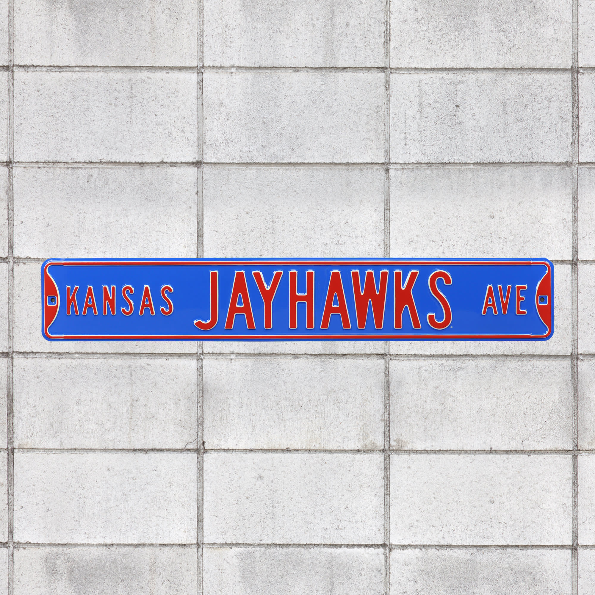 Kansas Jayhawks: Kansas Jayhawks Avenue - Officially Licensed Metal Street Sign by Fathead | 100% Steel