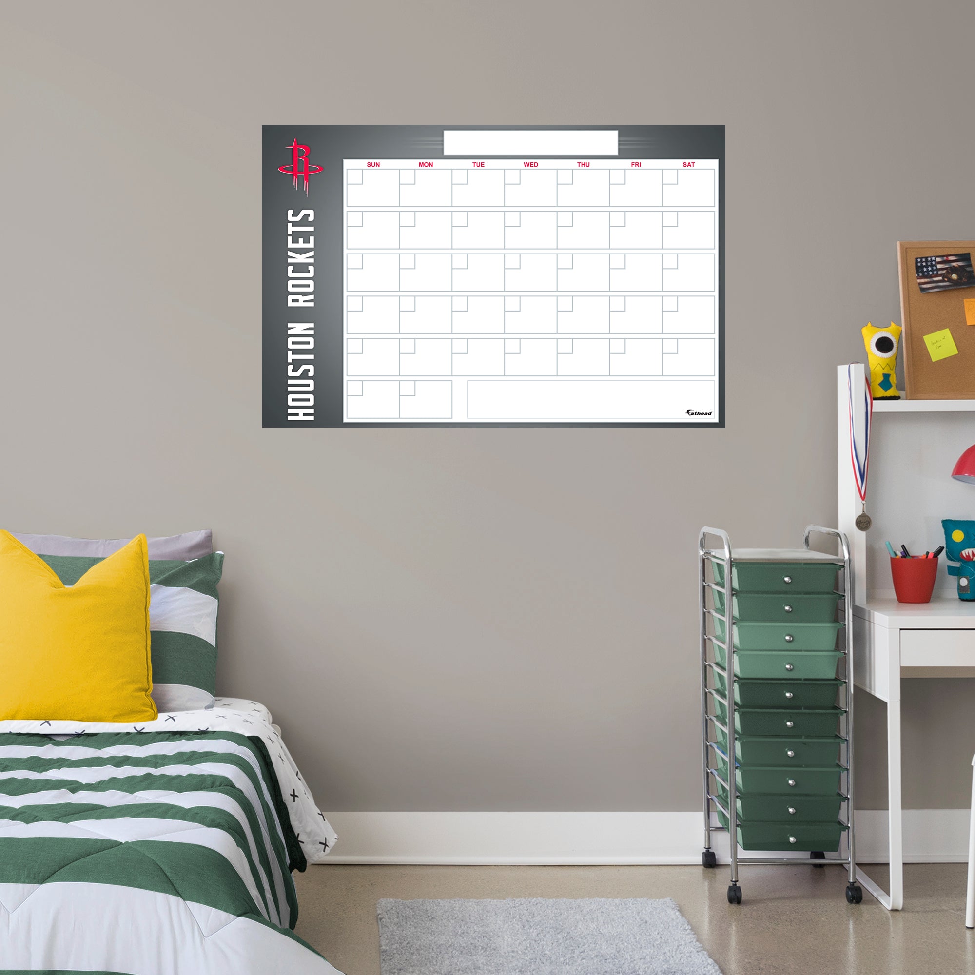 Houston Rockets Dry Erase Calendar - Officially Licensed NBA Removable Wall Decal Giant Decal (34"W x 52"H) by Fathead | Vinyl