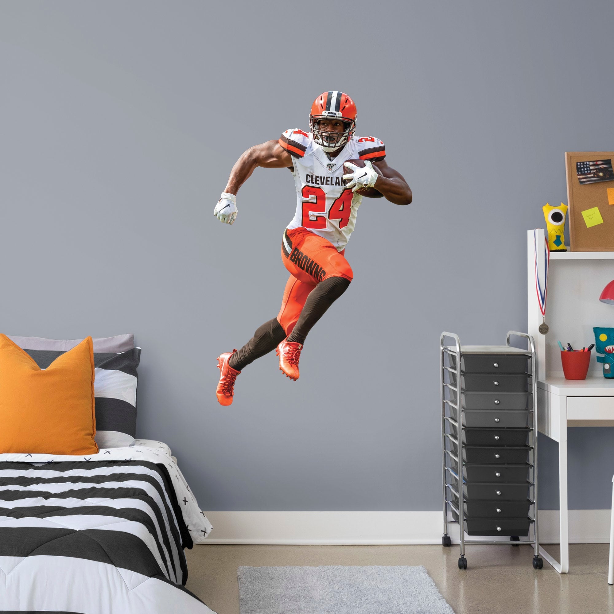 Nick Chubb for Cleveland Browns: Gamebreaker - Officially Licensed NFL Removable Wall Decal Giant Athlete + 2 Decals (32"W x 51"