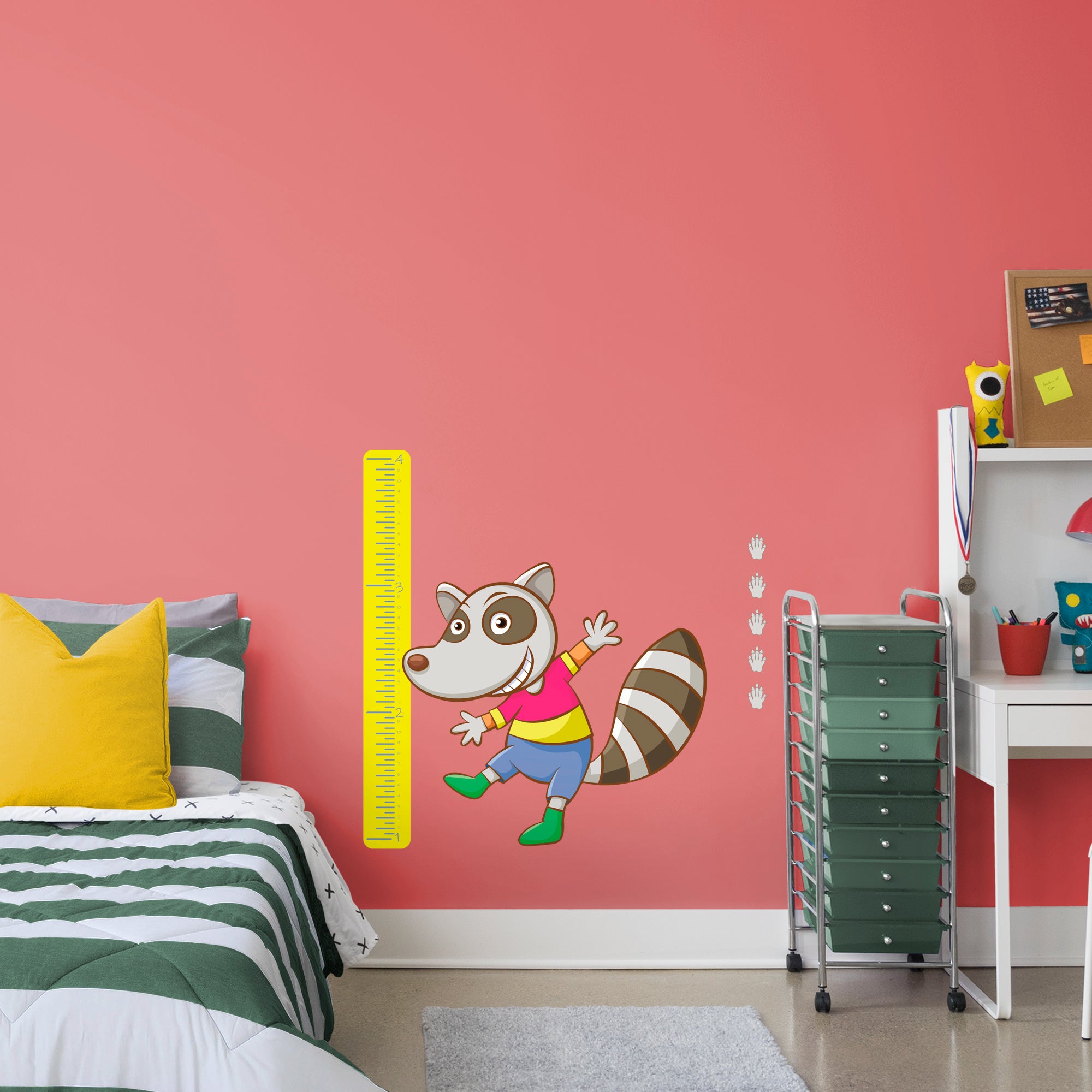 Growth Chart Raccoon - Removable Wall Decal Growth Chart (33"W x 38"H) by Fathead | Vinyl