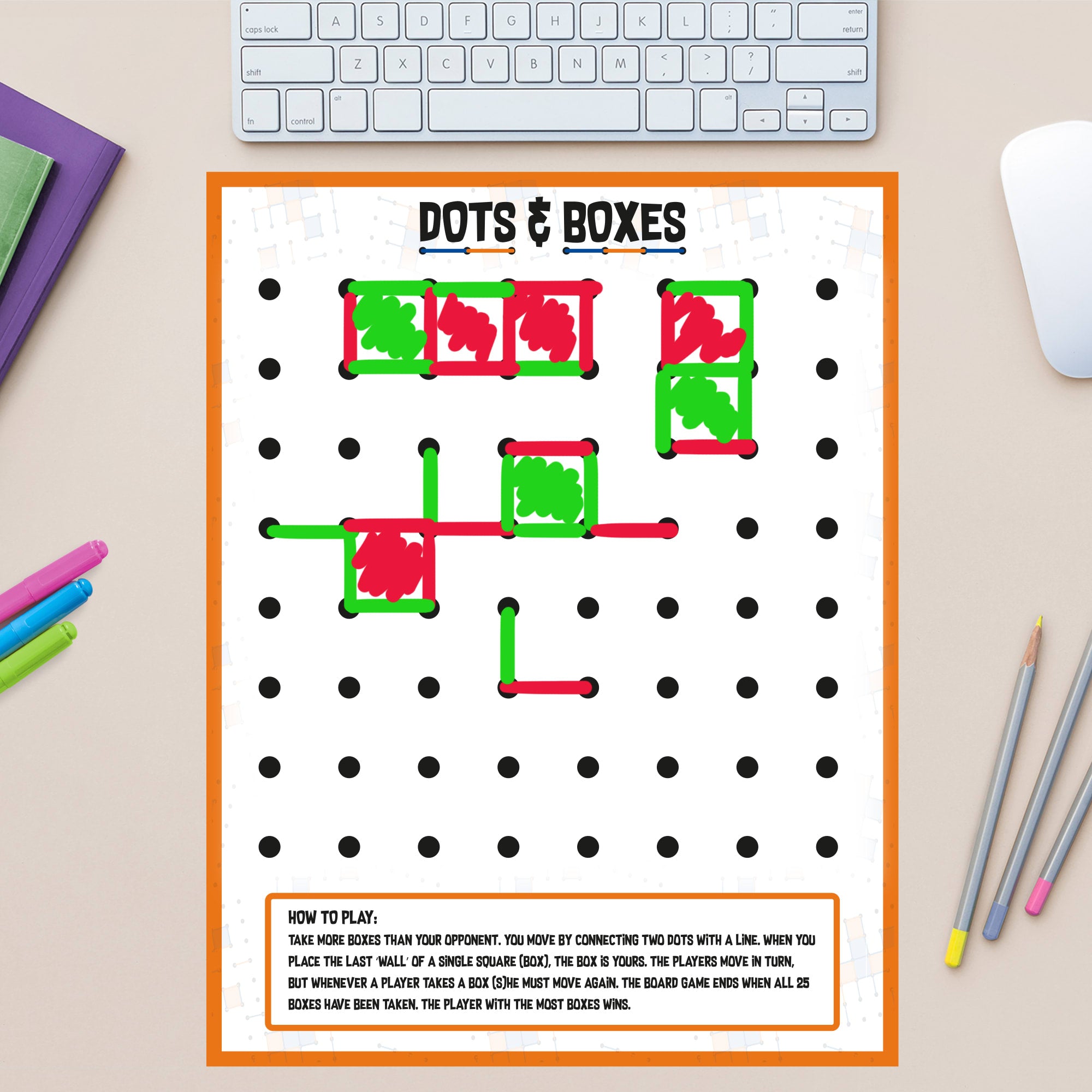 Dots & Boxes - Removable Dry Erase Vinyl Decal 11.5"W x 11.5"H by Fathead