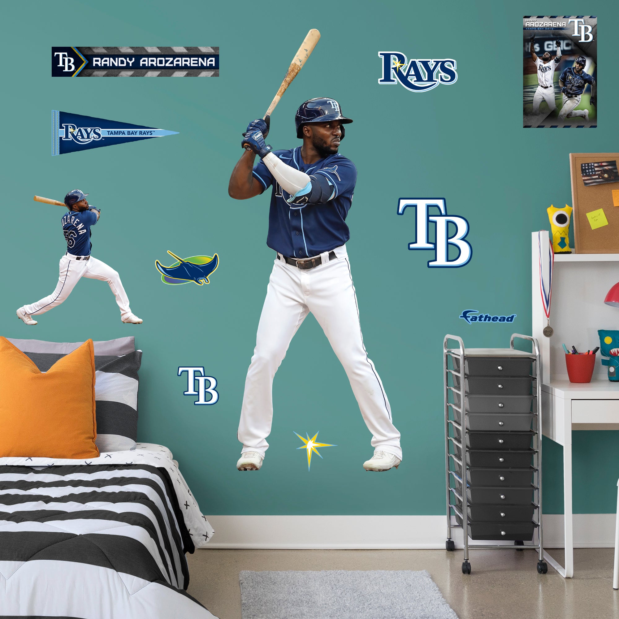 MLB Randy Arozarena 2020 - Officially Licensed NFL Removable Wall Decal Life-Size Athlete + 10 Decals (91"W x 36"H) by Fathead |