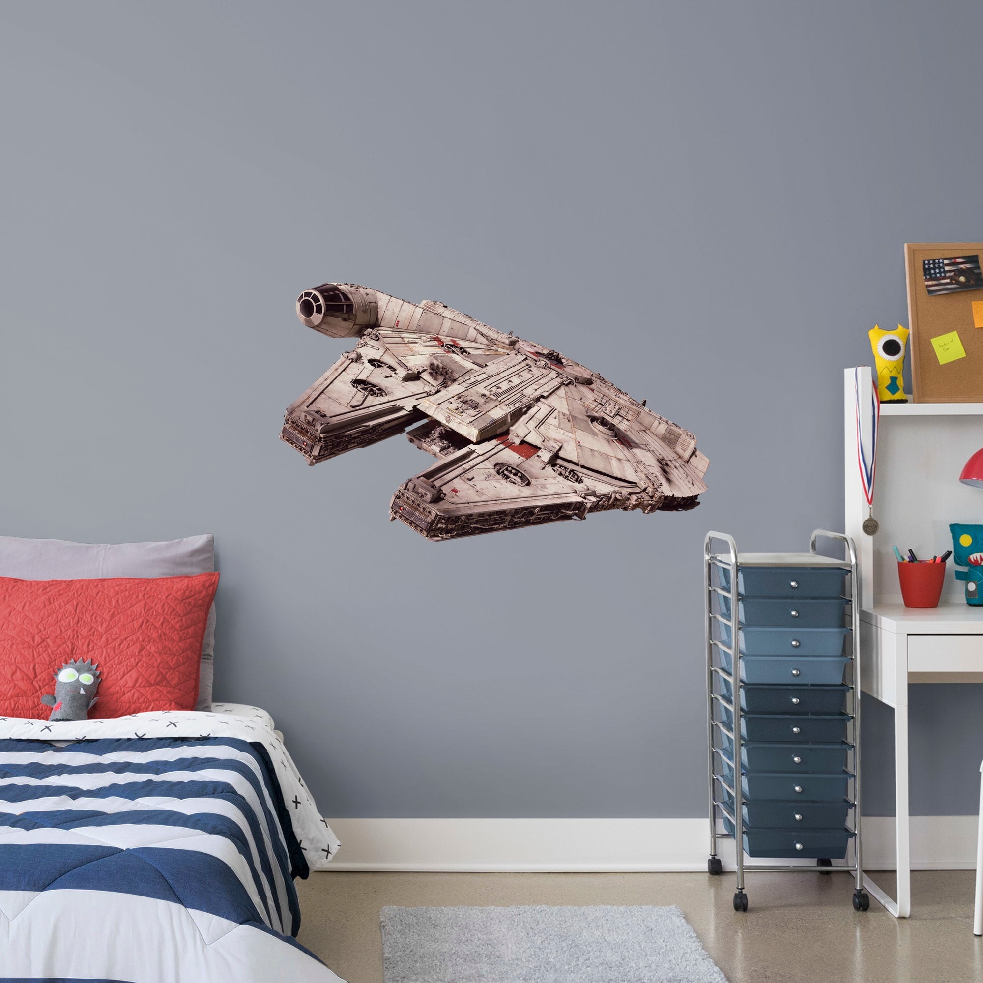 Millennium Falcon - Star Wars: The Force Awakens - Officially Licensed Removable Wall Decal Giant Ship + 2 Decals (51"W x 31"H)