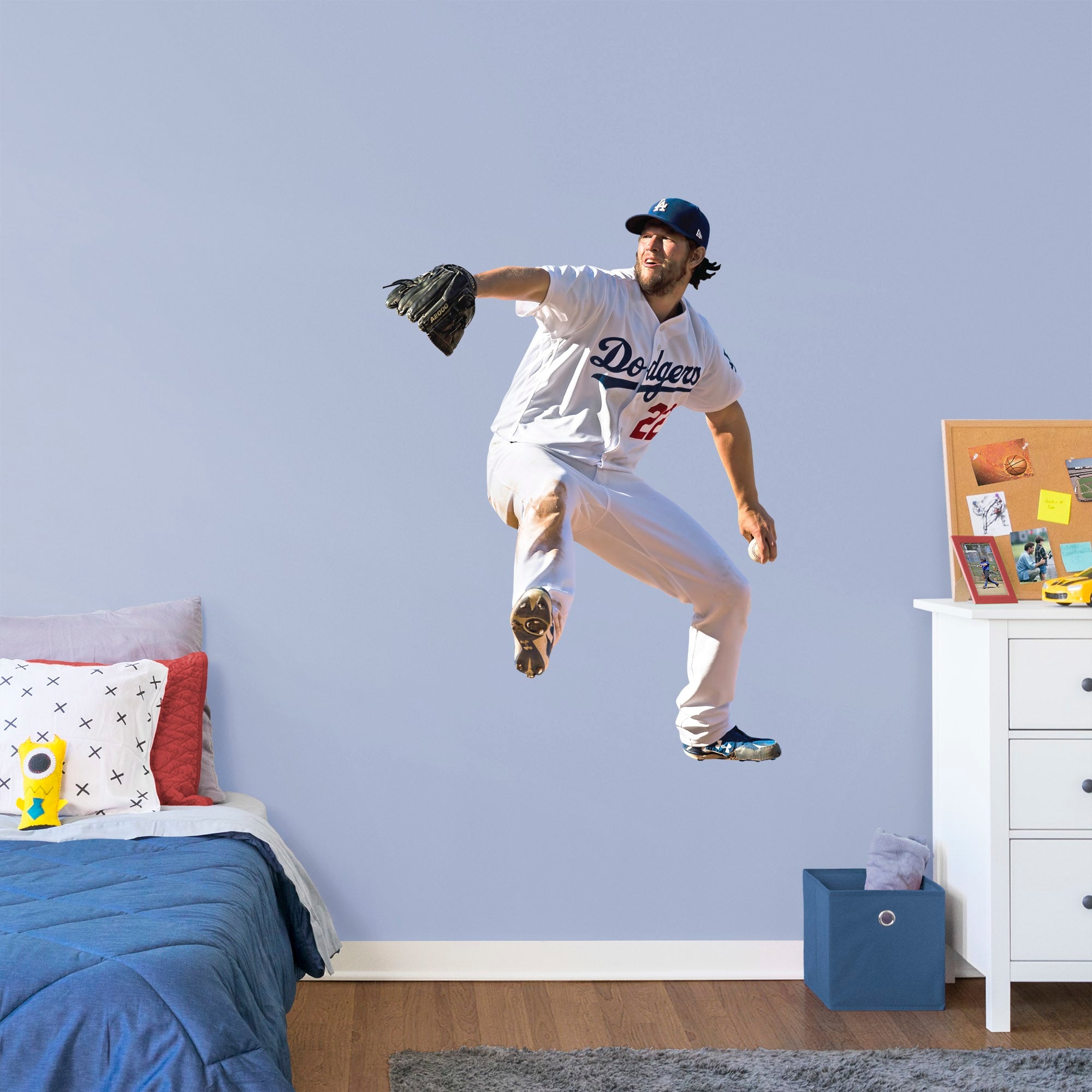 Clayton Kershaw for Los Angeles Dodgers - Officially Licensed MLB Removable Wall Decal Giant Athlete + 2 Decals (30"W x 51"H) by