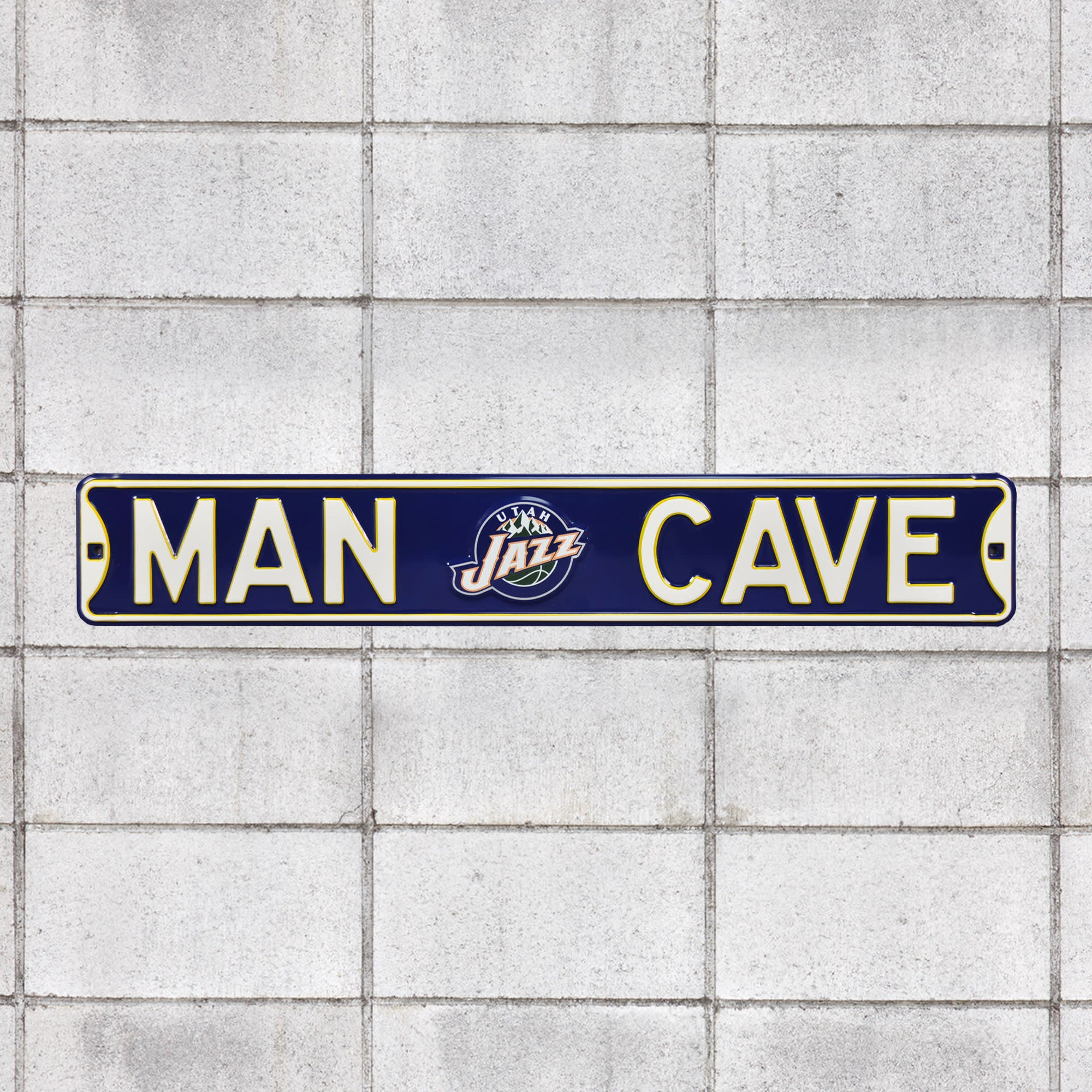 Utah Jazz: Man Cave - Officially Licensed NBA Metal Street Sign by Fathead | 100% Steel
