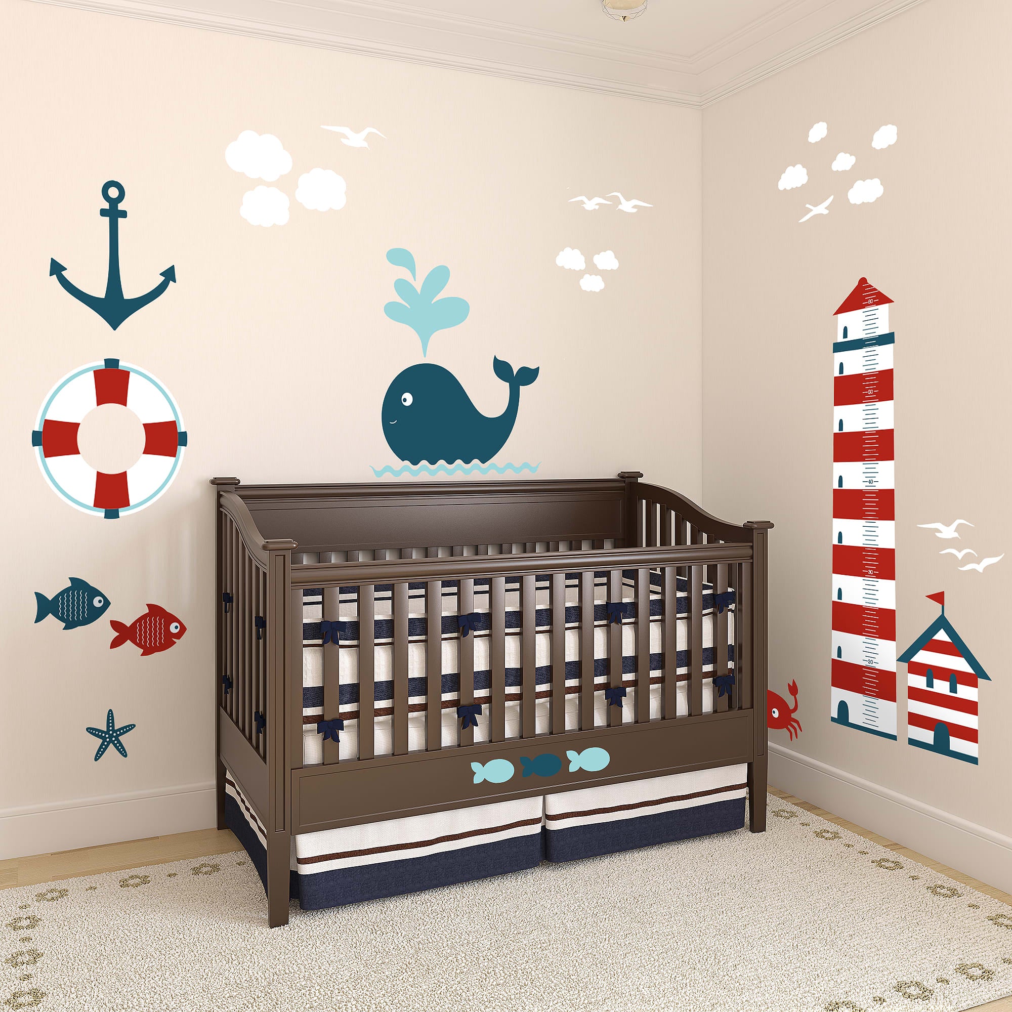 Nursery: Nautical Theme Growth Chart - Removable Wall Decal 52.0"W x 39.5"H by Fathead | Vinyl