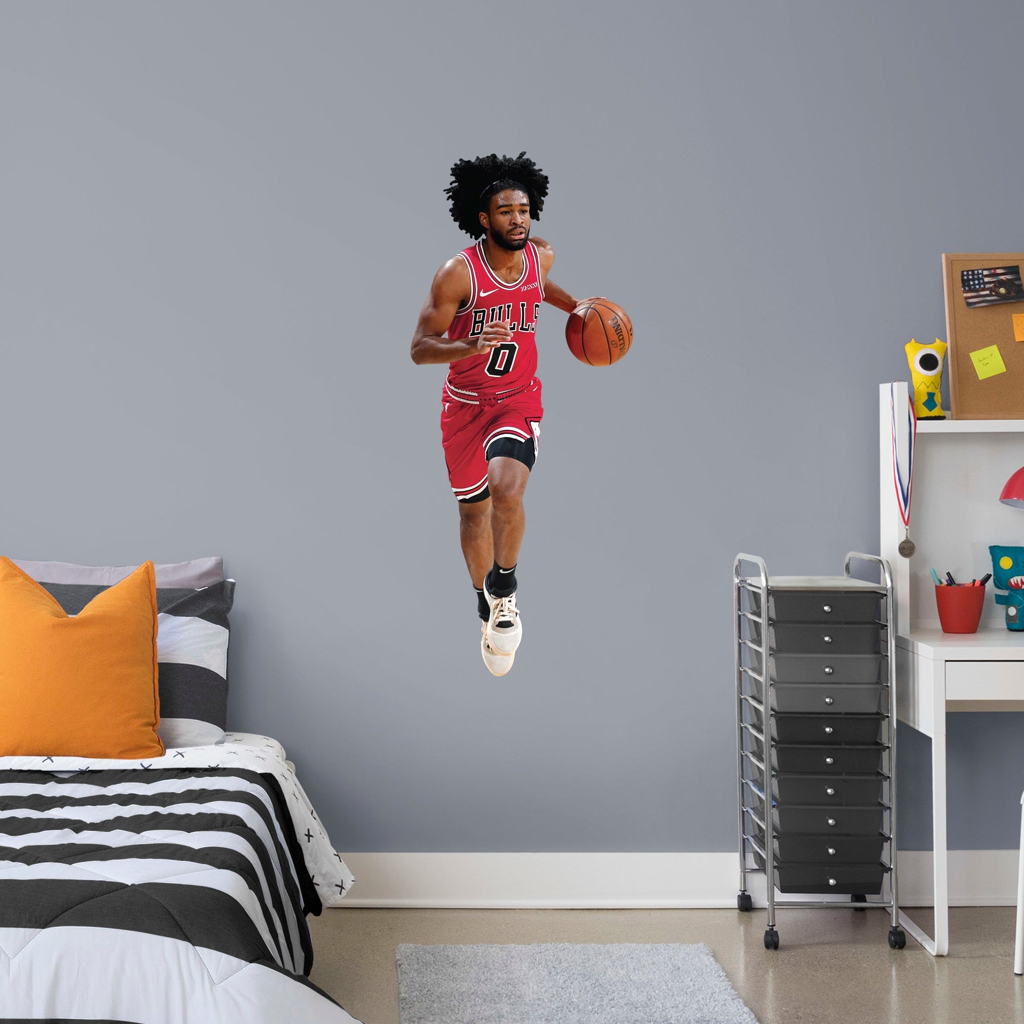 Coby White for Chicago Bulls - Officially Licensed NBA Removable Wall Decal Giant Athlete + 2 Decals (22"W x 51"H) by Fathead |