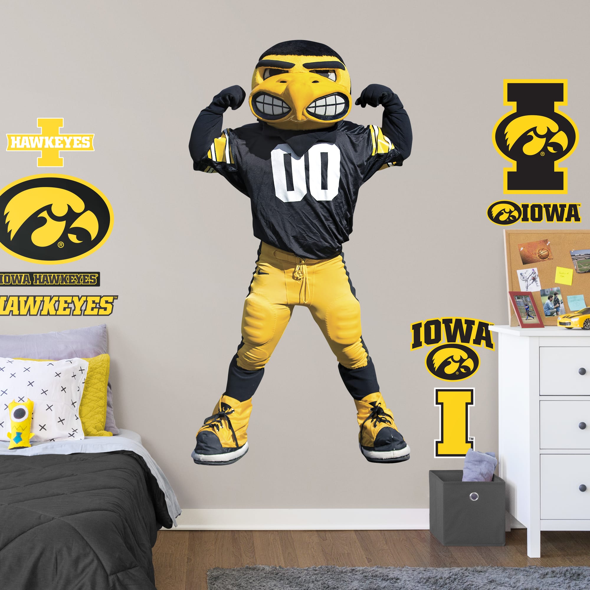 Iowa Hawkeyes: Herky Mascot - Officially Licensed Removable Wall Decal Life-Size Character + 1 Decal (40"W x 77"H) by Fathead |