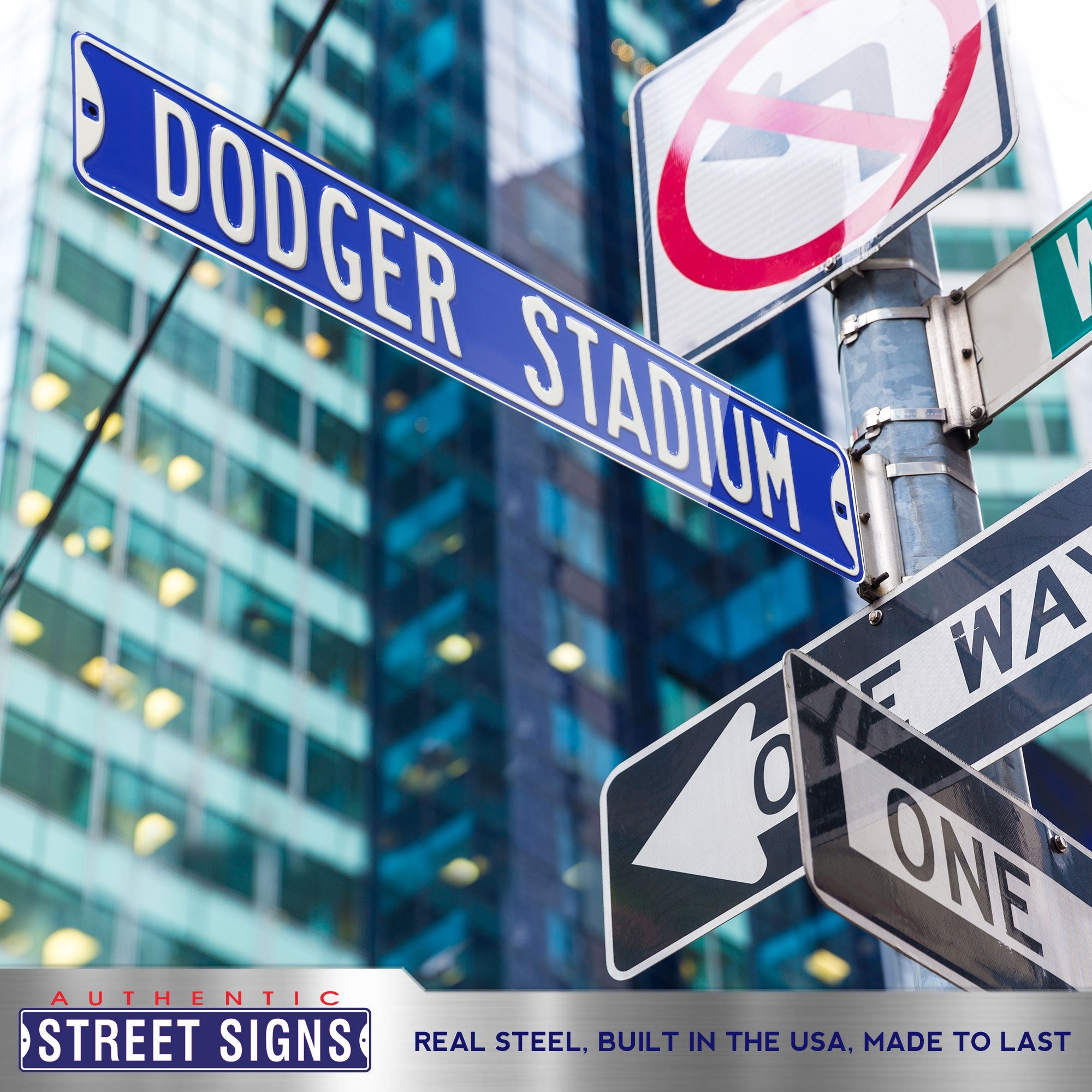 Los Angeles Dodgers Steel Street Sign-DODGER STADIUM 36" W x 6" H by Fathead
