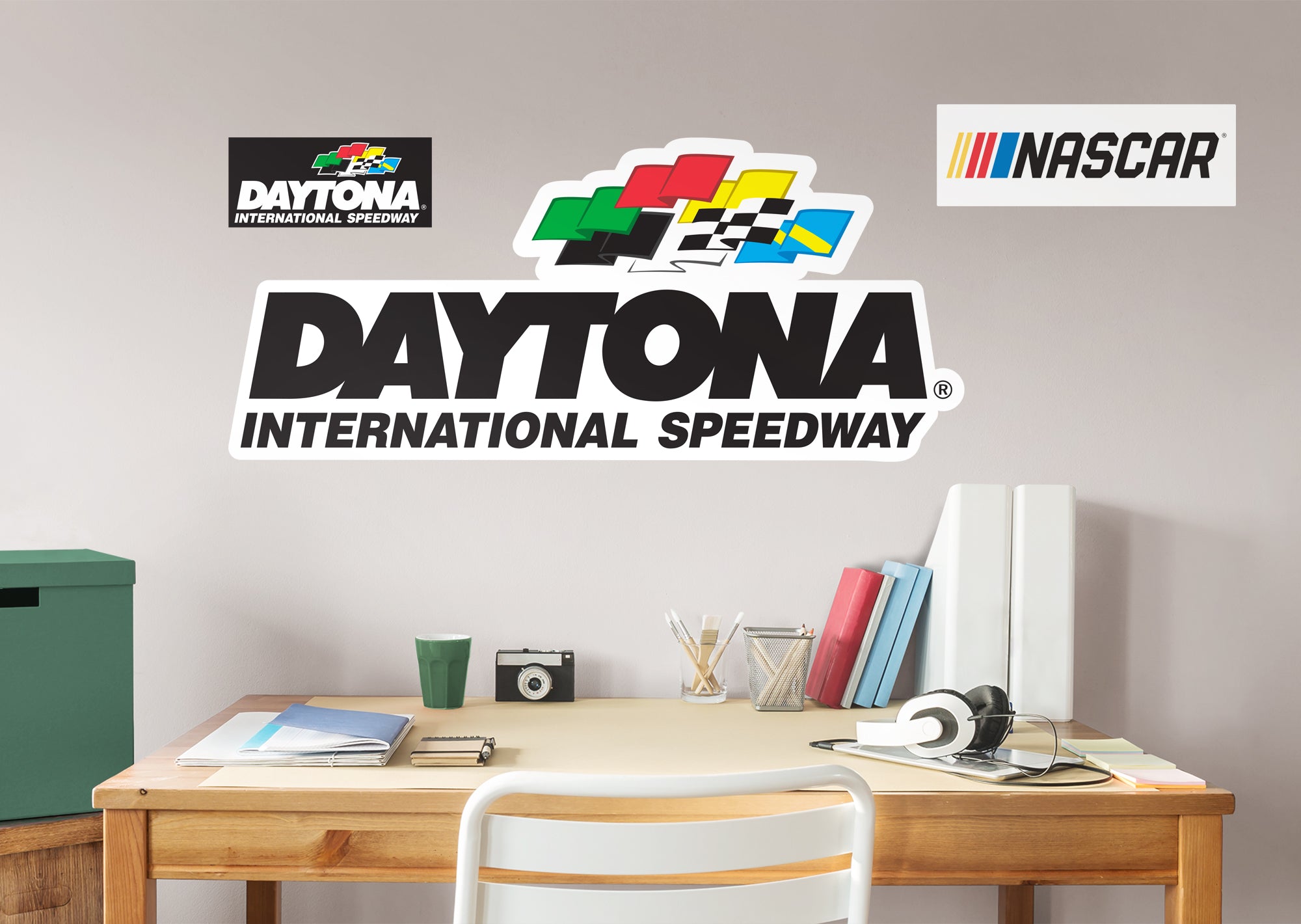 Daytona International Speedway 2021 Logo - Officially Licensed NASCAR Removable Wall Decal Giant Logo + 2 Decals (50"W x 21"H) b