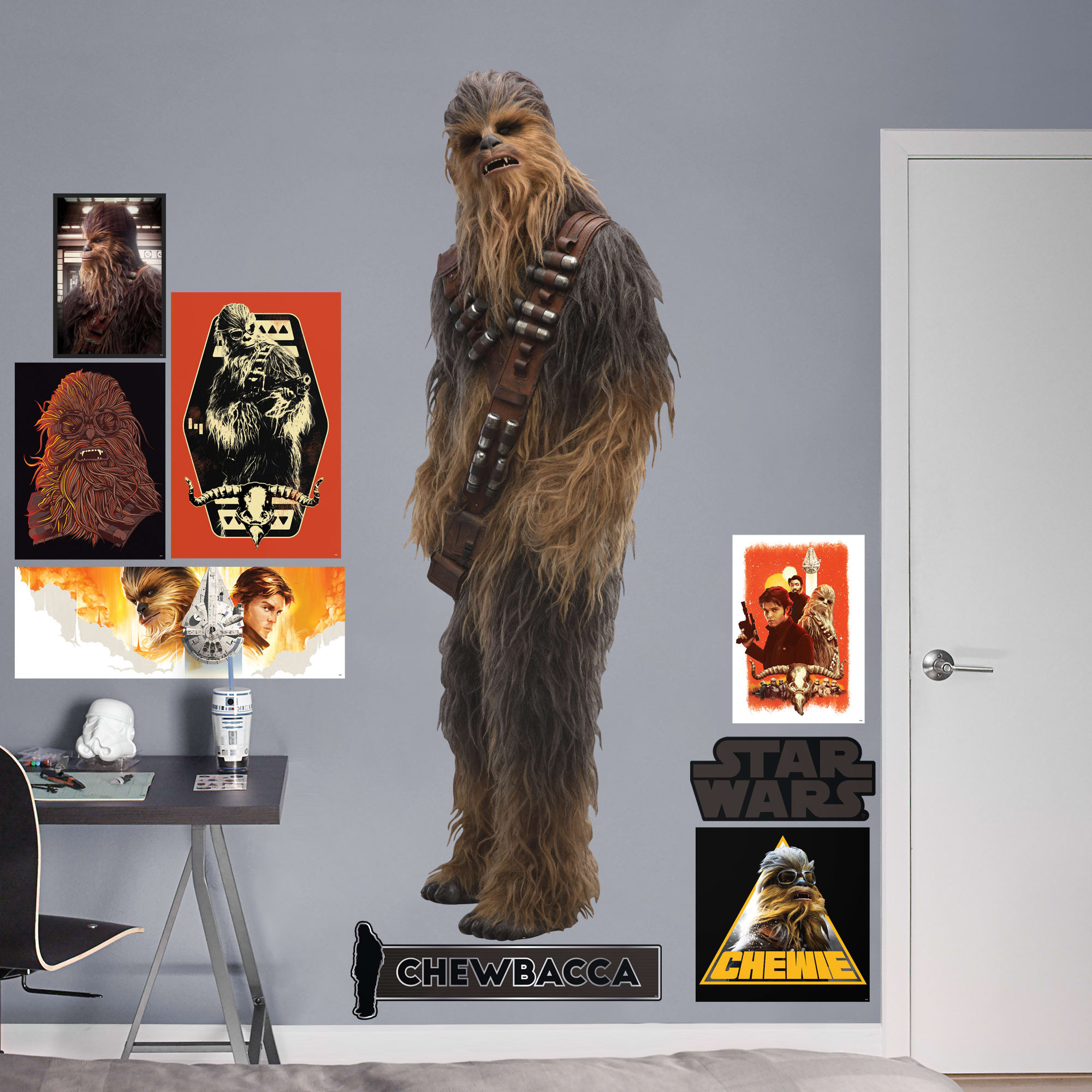 Chewbacca - Solo: A Star Wars Story - Officially Licensed Removable Wall Decal Life-Size Character + 9 Decals (25"W x 78"H) by F