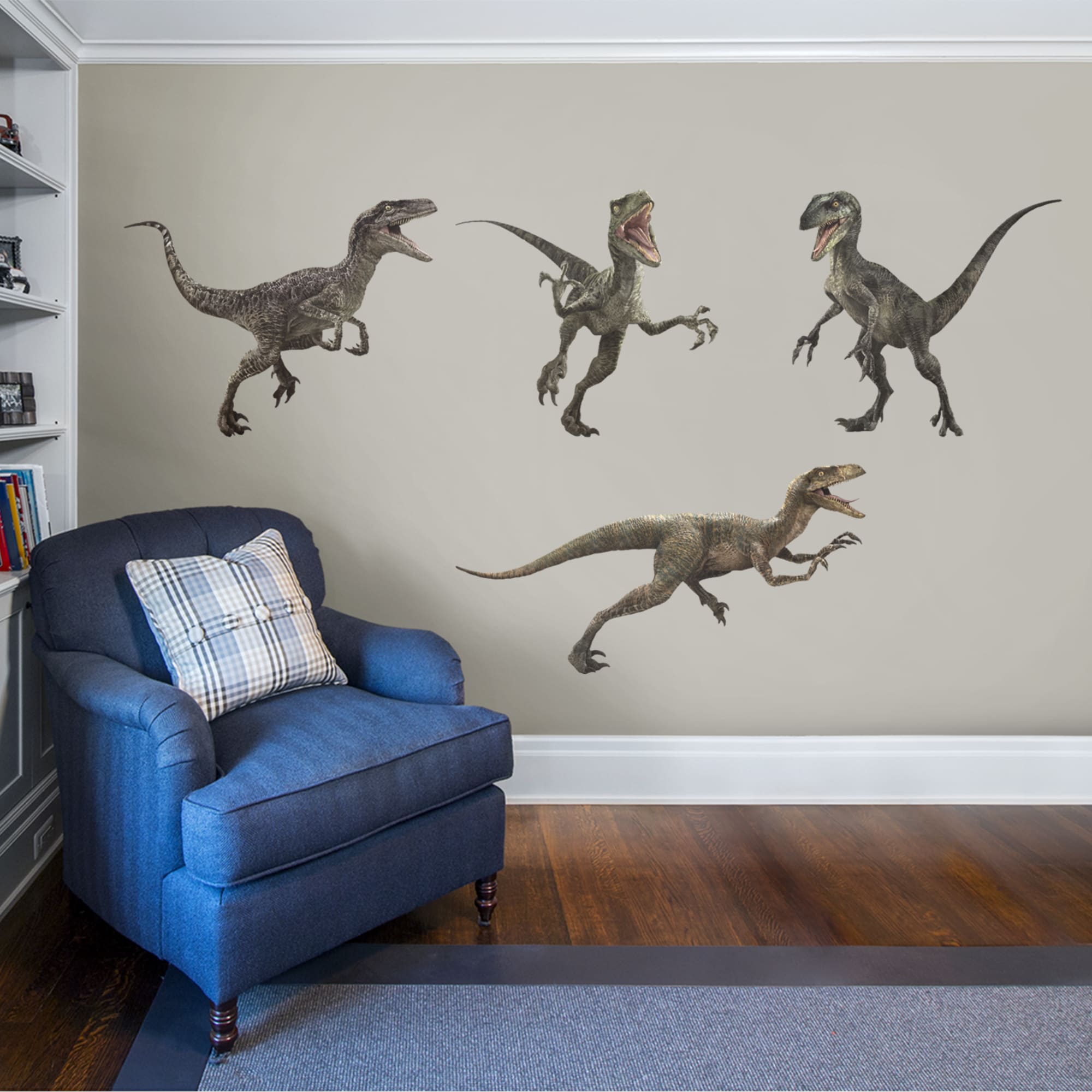 Raptor Collection: Jurassic World - Officially Licensed Removable Wall Decal 79.0"W x 52.0"H by Fathead | Vinyl