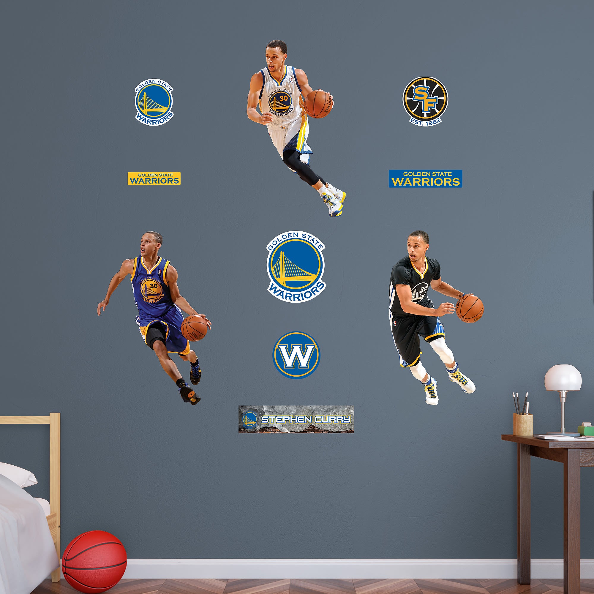 Stephen Curry for Golden State Warriors: Hero Pack - Officially Licensed NBA Removable Wall Decal 39.5"W x 52.0"H by Fathead | V