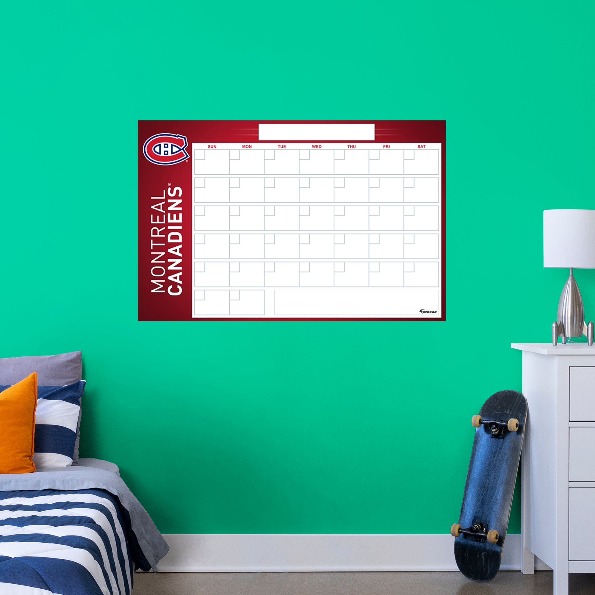 Montreal Canadiens Dry Erase Calendar - Officially Licensed NHL Removable Wall Decal Giant Decal (57"W x 34"H) by Fathead | Viny