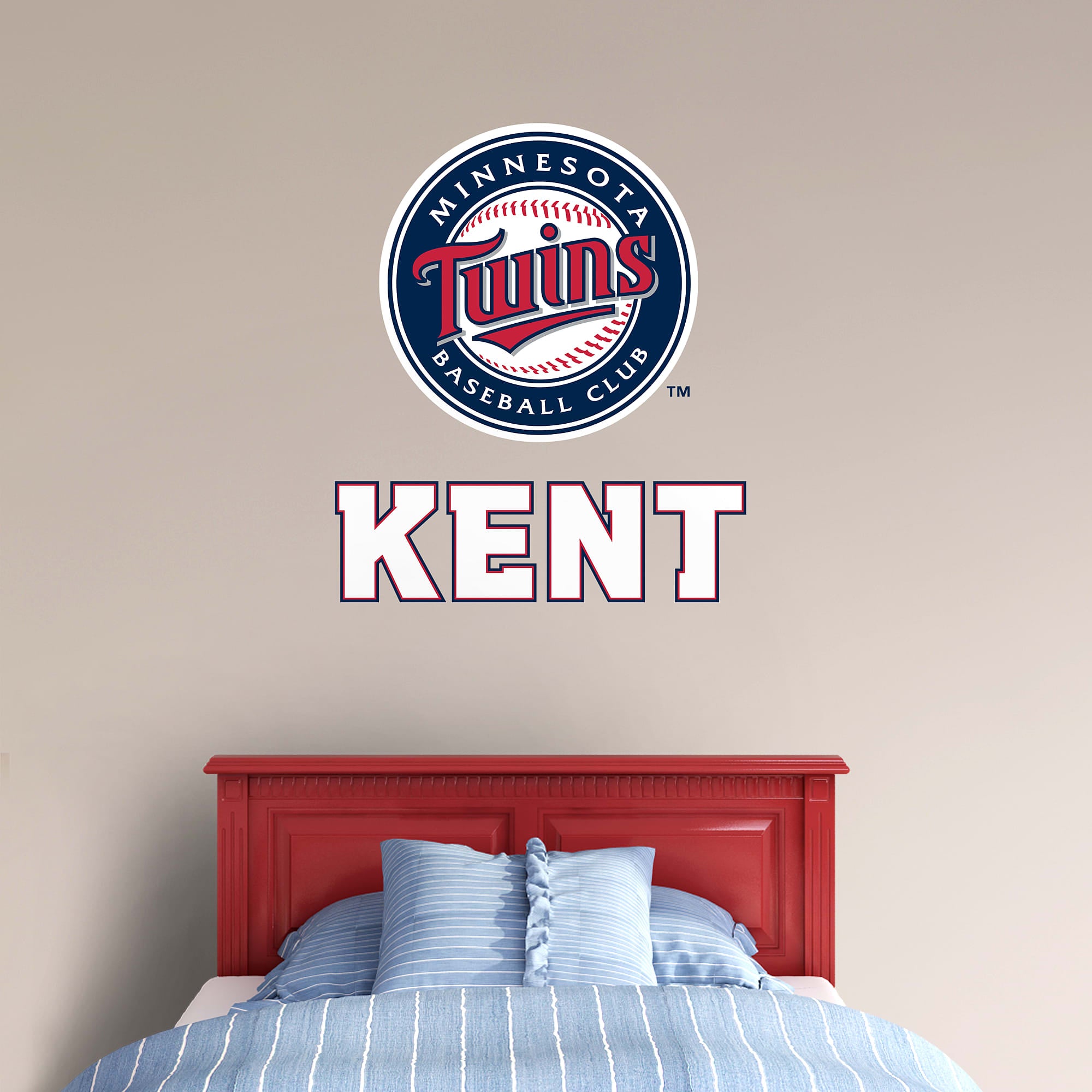 Minnesota Twins: Stacked Personalized Name - Officially Licensed MLB Transfer Decal in White (52"W x 39.5"H) by Fathead | Vinyl