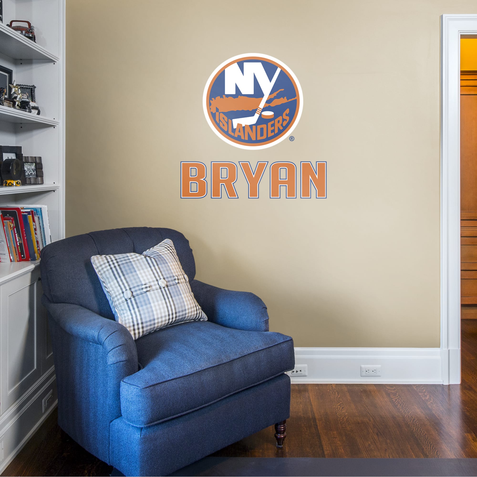 New York Islanders: Stacked Personalized Name - Officially Licensed NHL Transfer Decal in Orange (39.5"W x 52"H) by Fathead | Vi